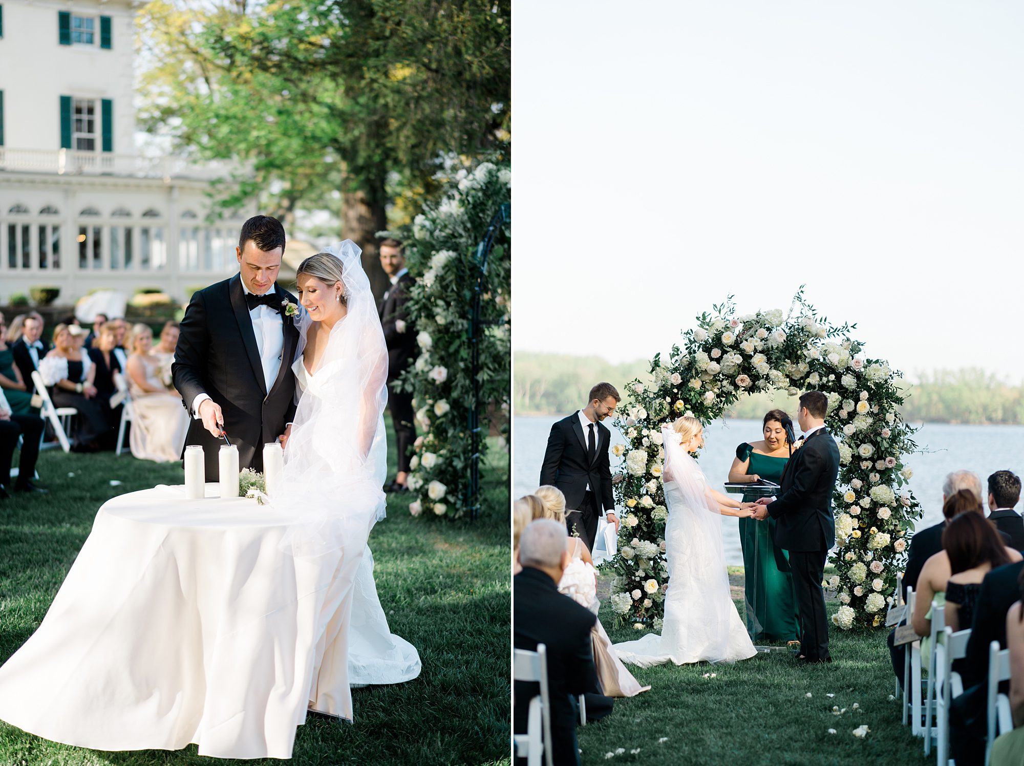 couple during Garden inspired Wedding at Glen Foerd on the Delaware