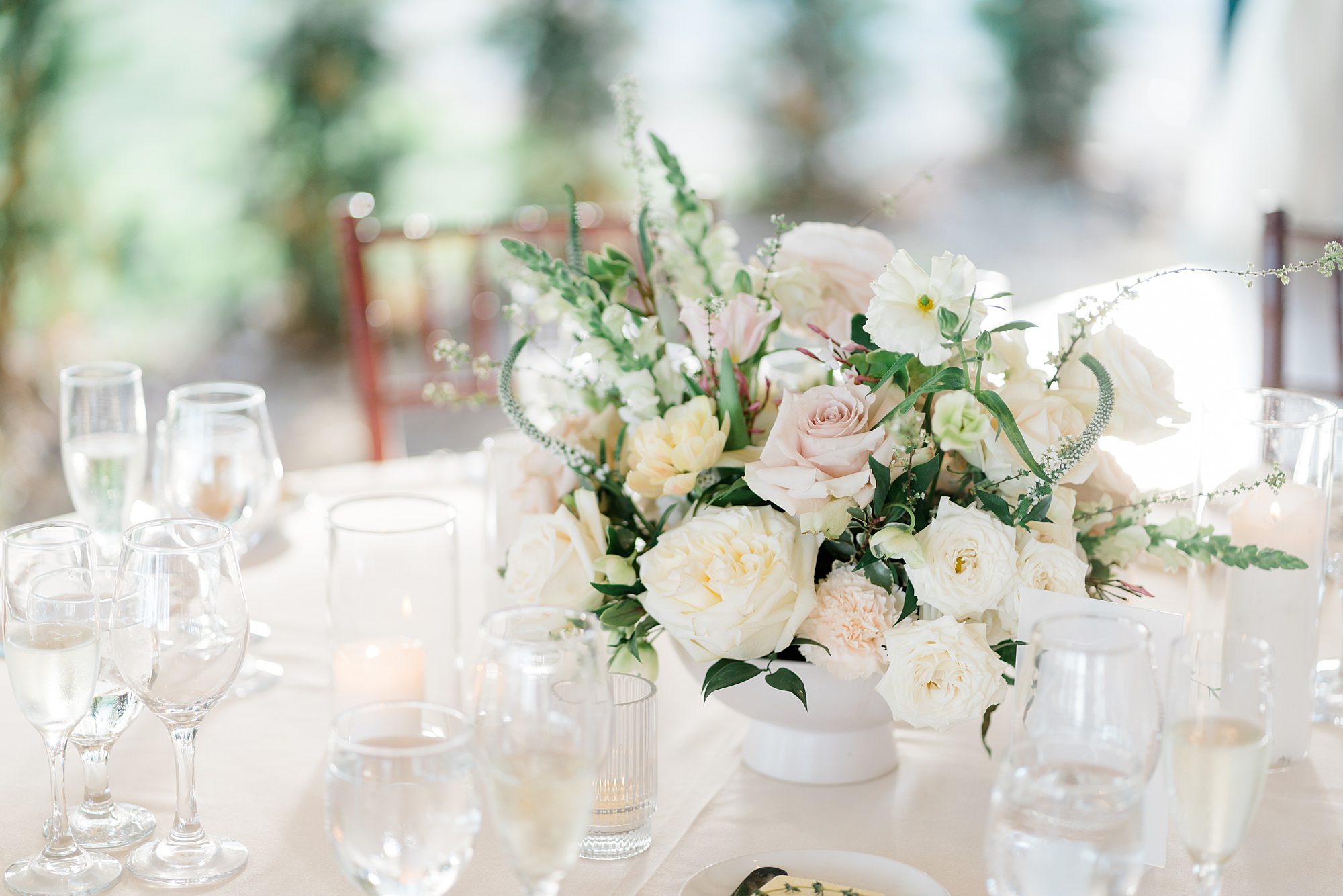 elegant floral centerpieces in white and light pink