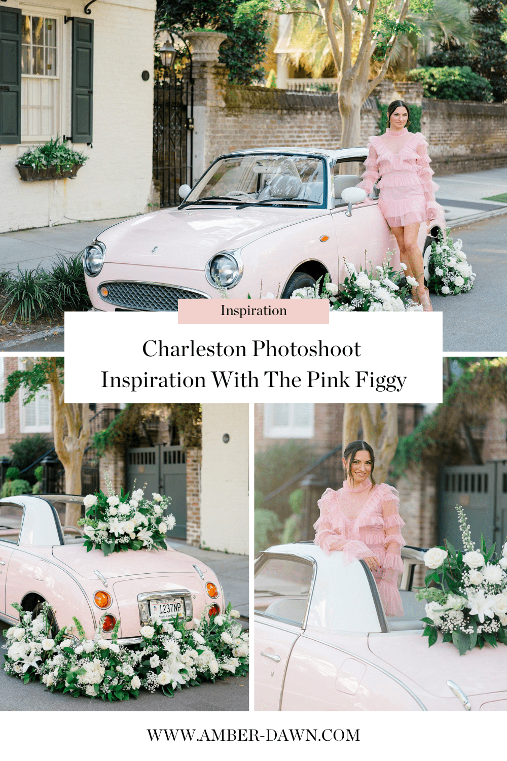 Charleston Photoshoot Inspiration with the iconic car The Pink Figgy by Amber Dawn Photography 