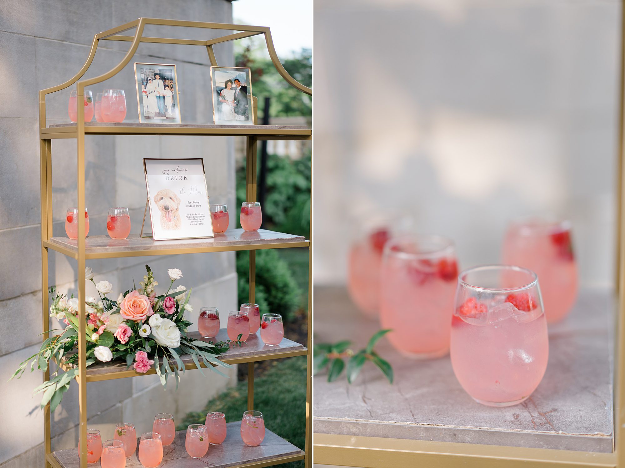 signature pink drinks from Romantic Curtis Arboretum Wedding