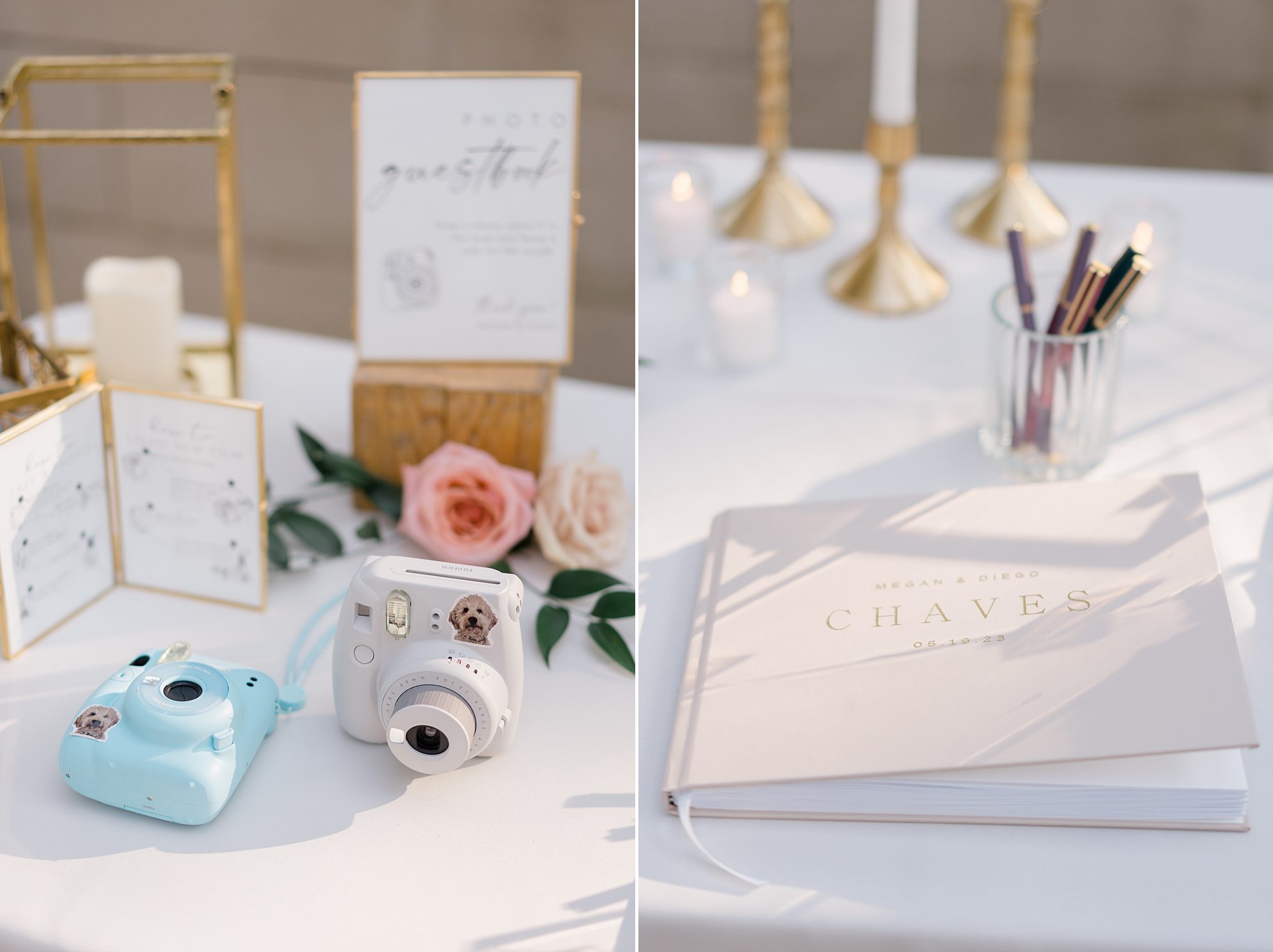 wedding guest book and camera