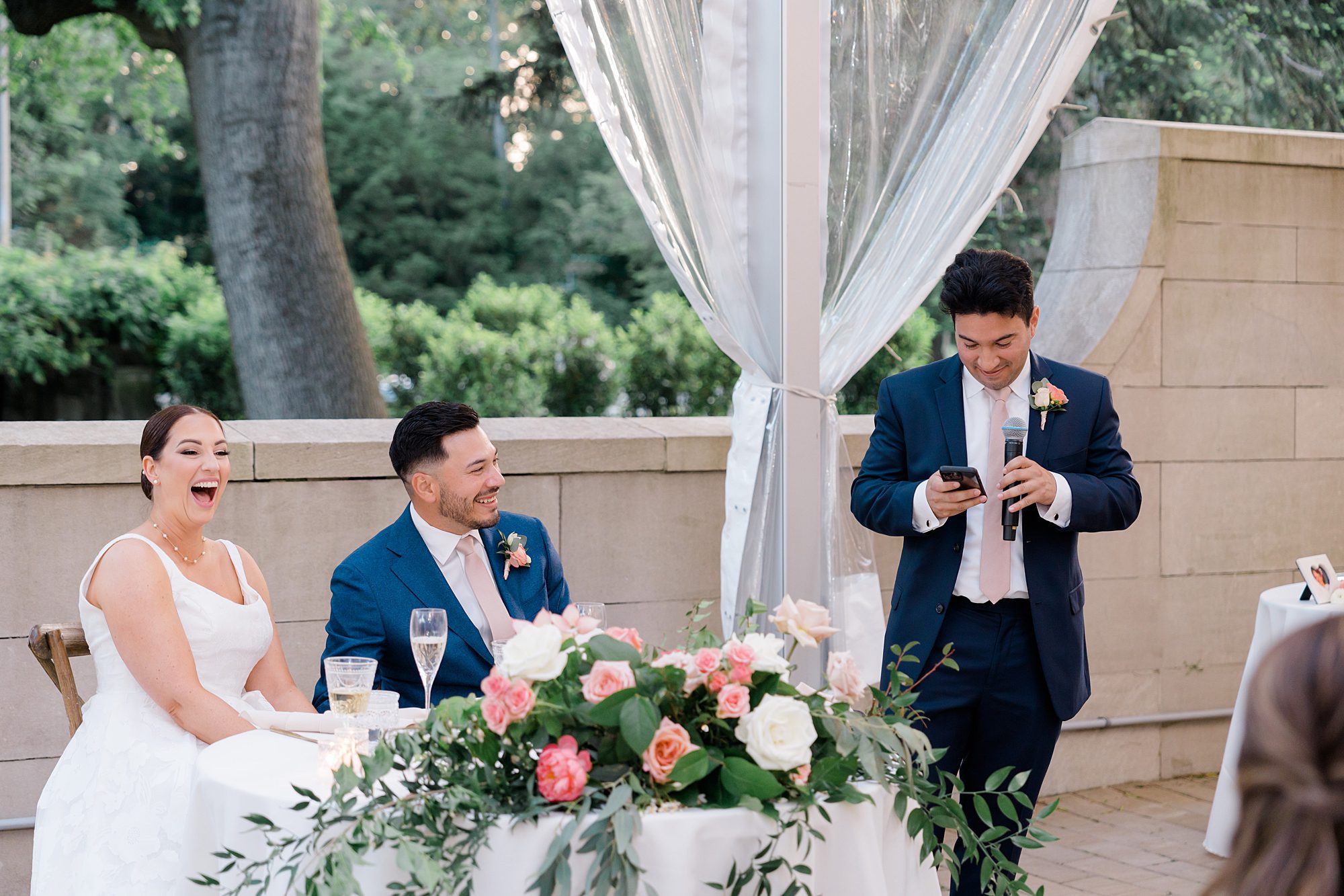 wedding toasts from Romantic Curtis Arboretum Wedding