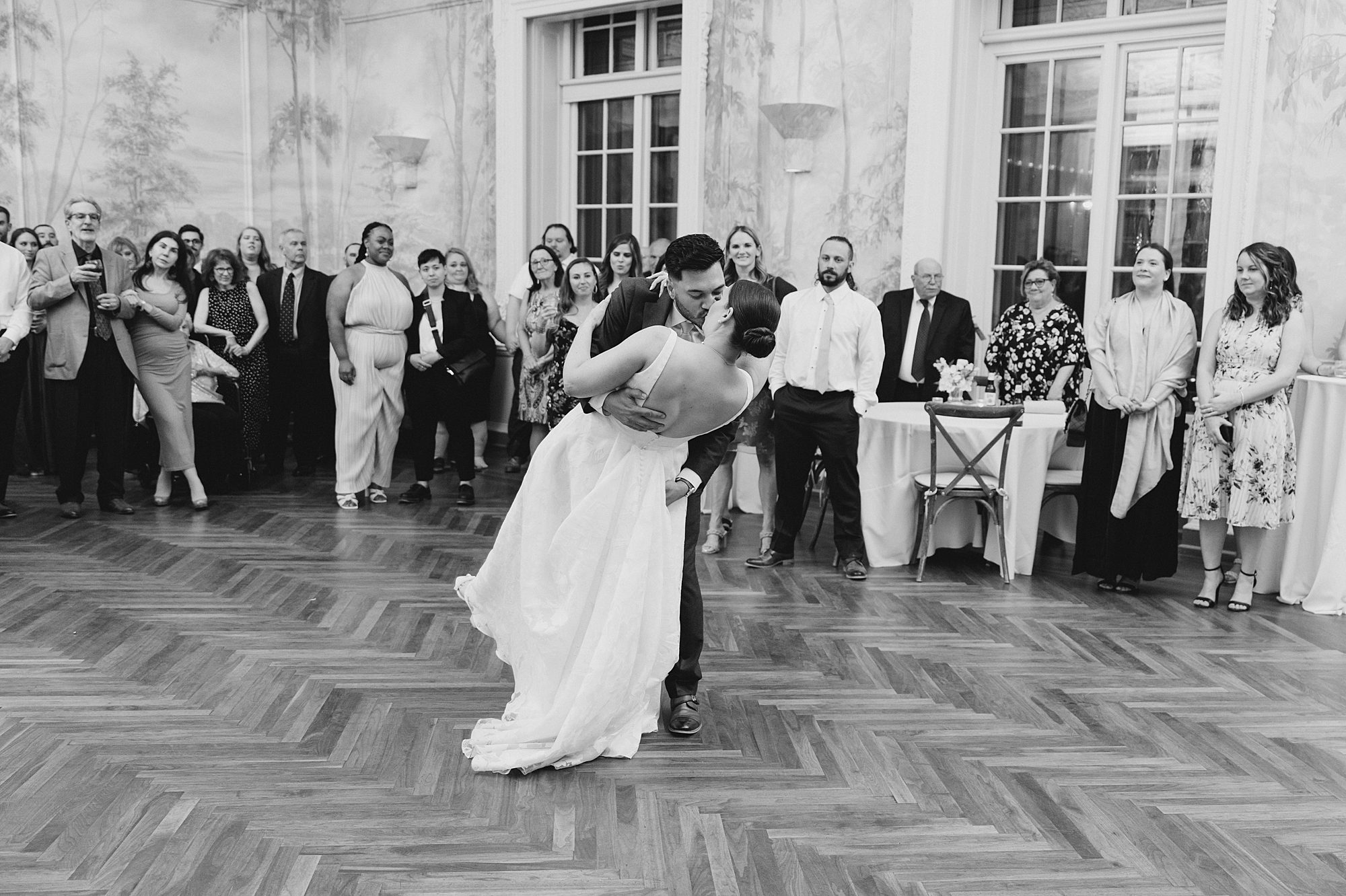 husband and wife share first dance together 
