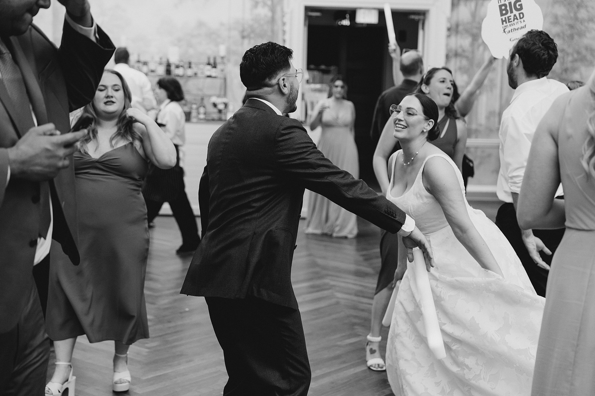 bride and groom dance at reception 