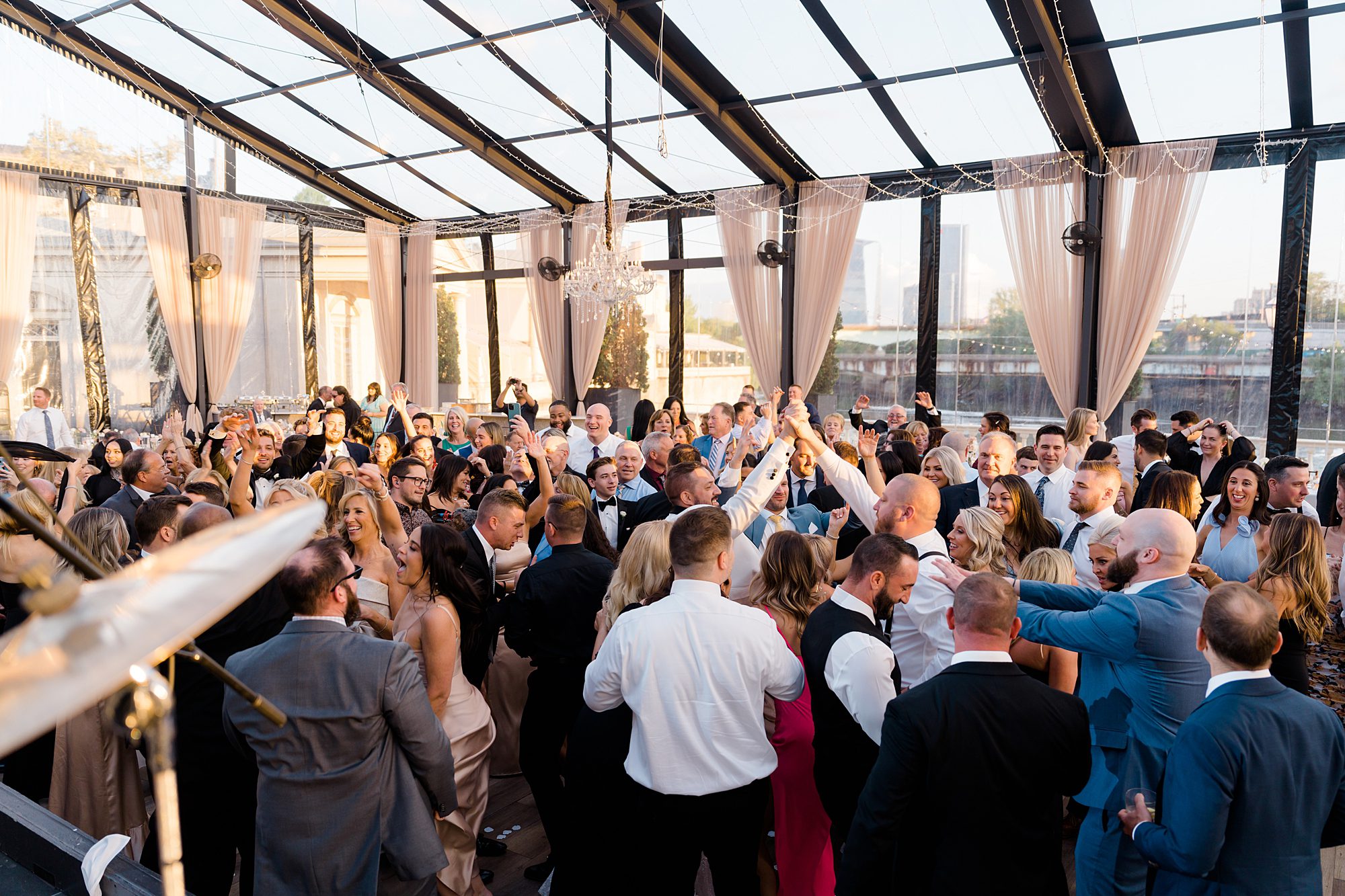 Fun and lively wedding reception at Water Works in Philadelphia 