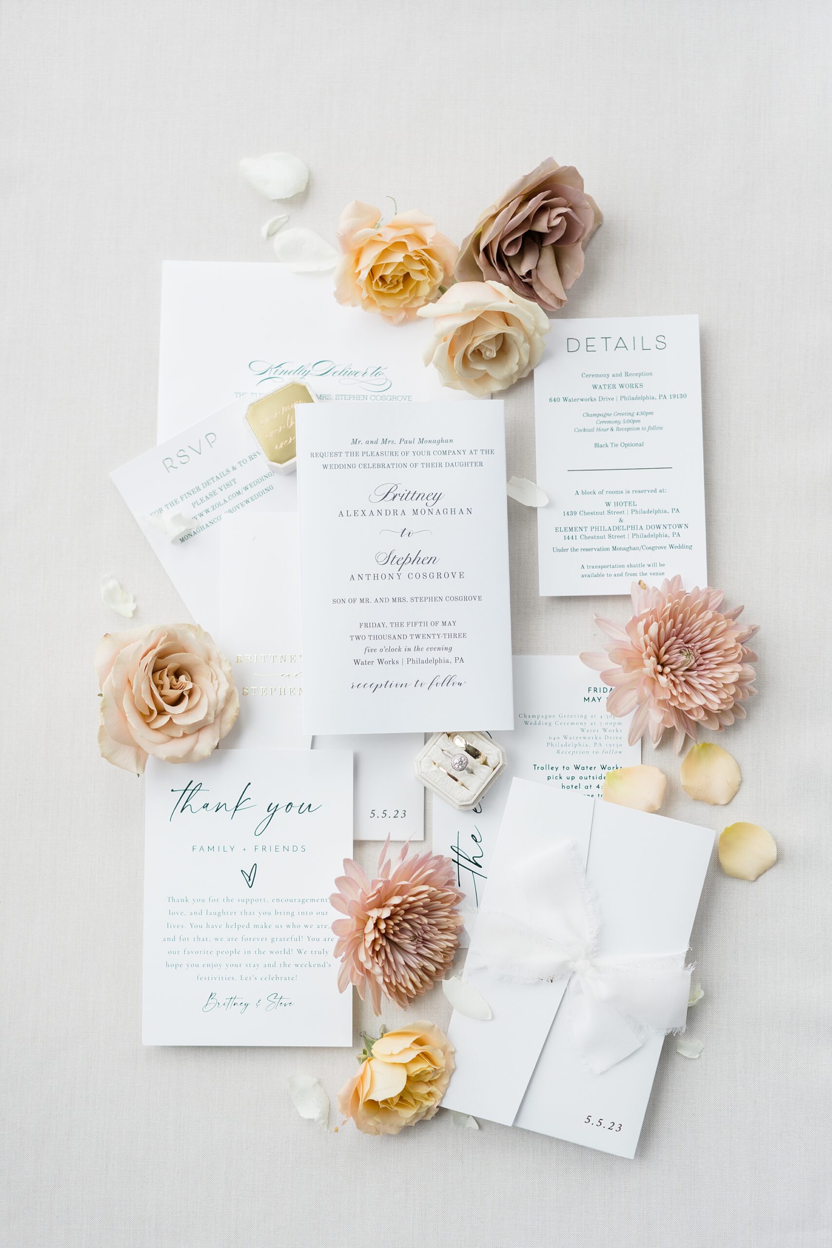 wedding invitation and flay lay design