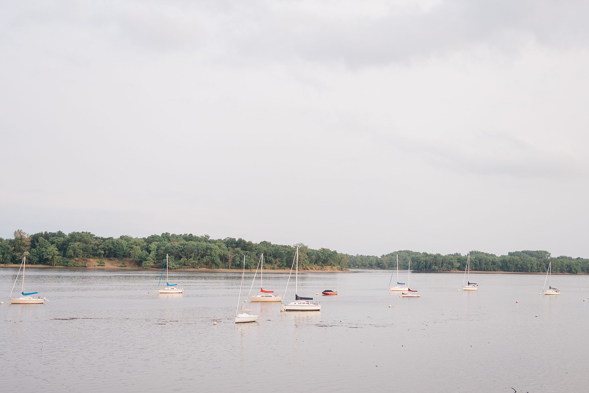 sailboats in the river by waterfront wedding venue in Philadelphia at Glen Foerd 