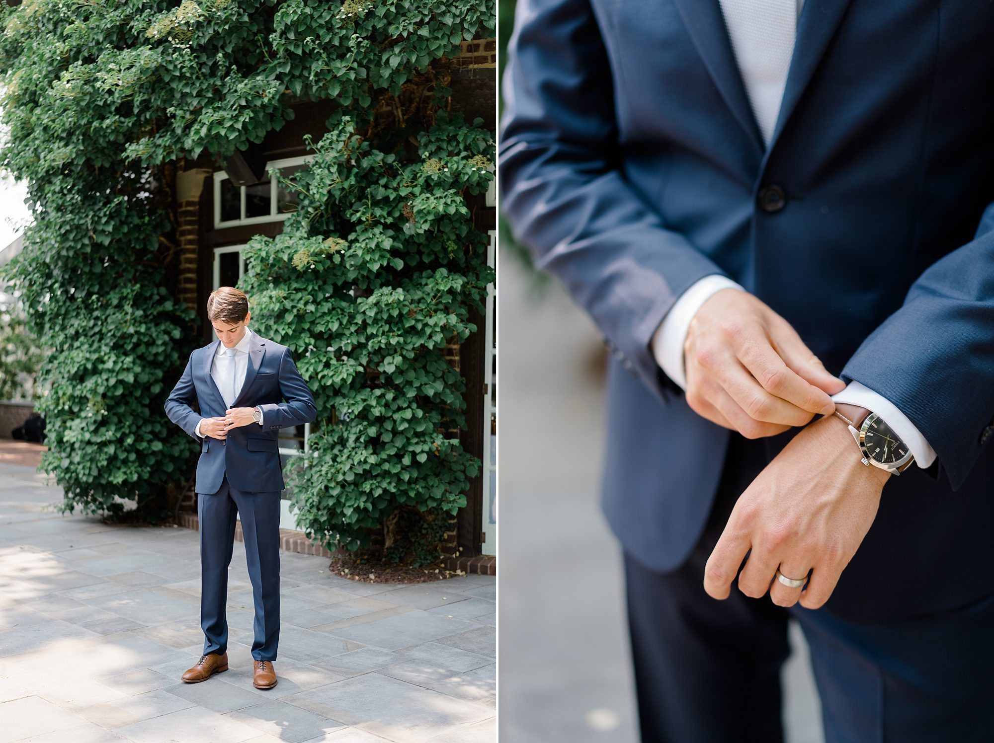groom portraits from Garden Summer Wedding at Greenville Country Club in Wilmington, DE