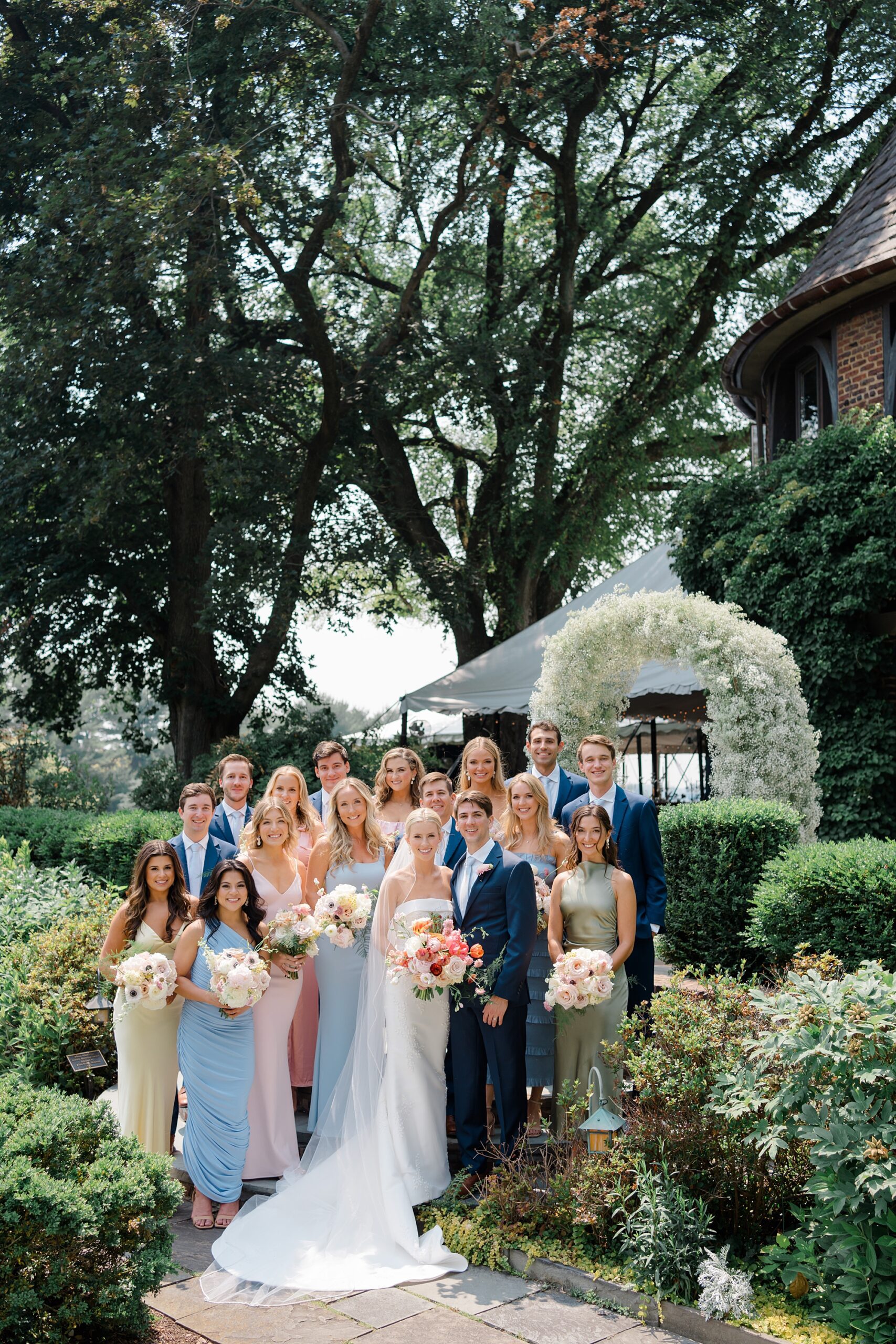 wedding party portraits from Garden Summer Wedding at Greenville Country Club in Wilmington, DE