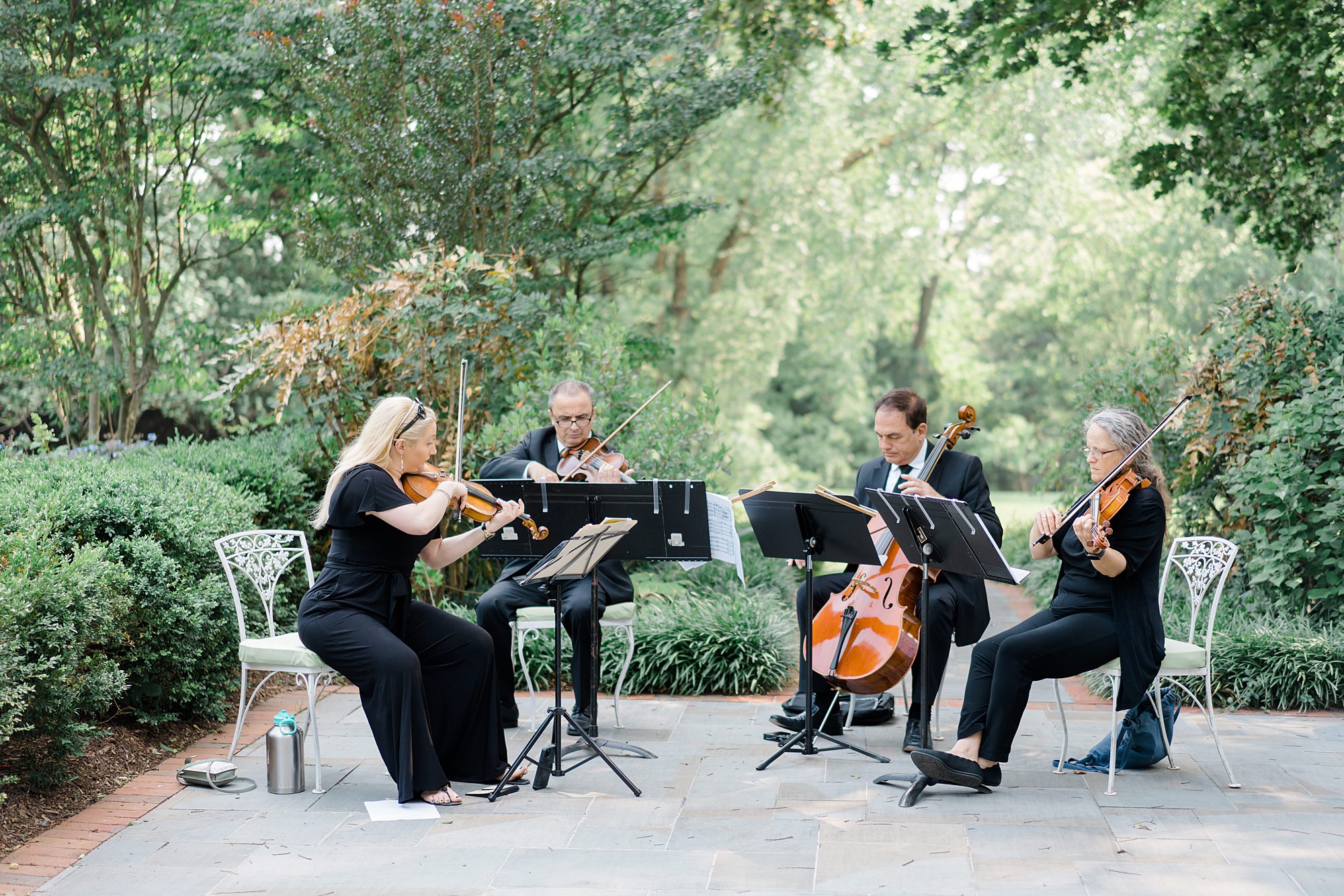 stringed instruments from romantic summer wedding at Greenville Country Club in Wilmington, DE