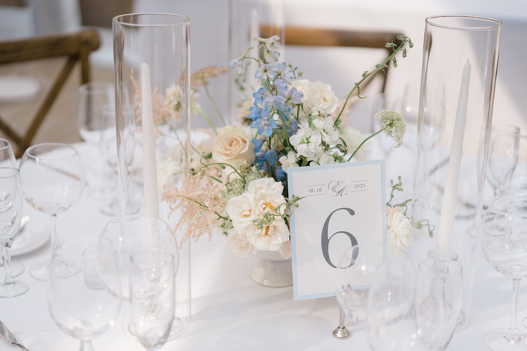 centerpieces and details from Curtis Arboretum wedding