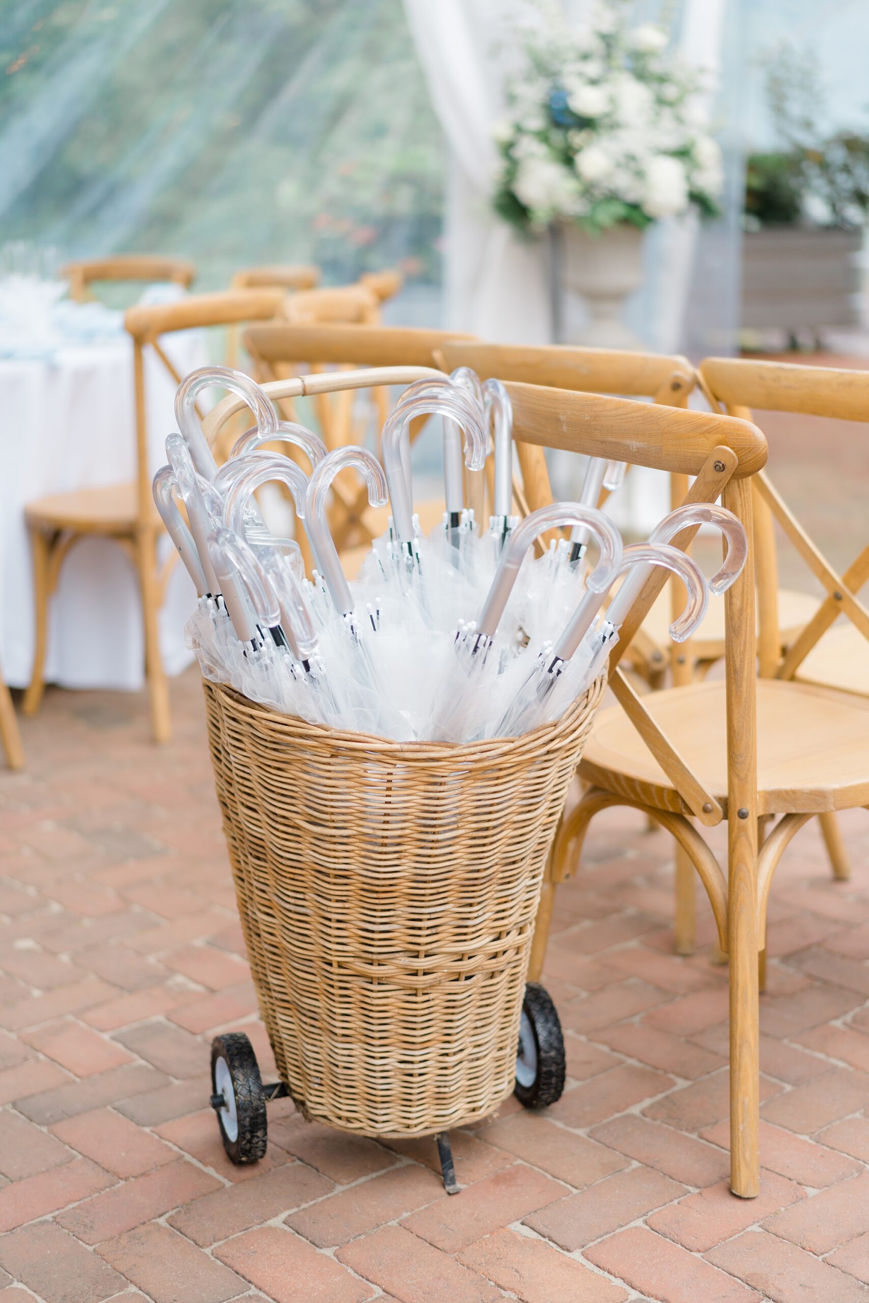 clear umbrellas for rainy New Jersey Wedding at The Inn at Fernbrook Farms 