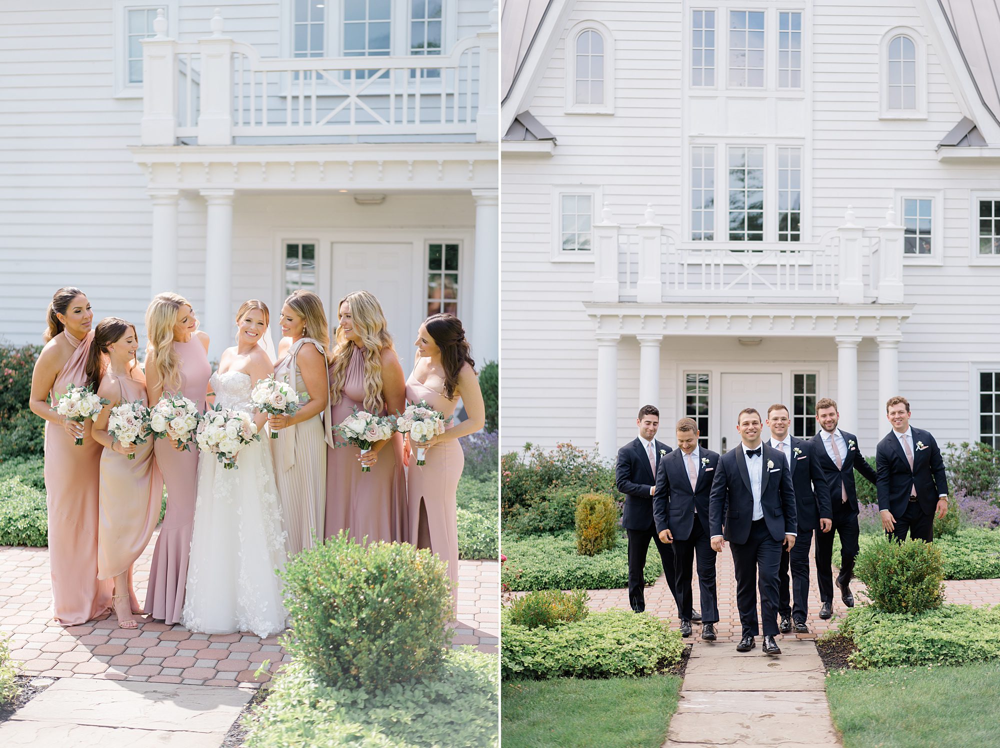 wedding party portaits from Romantic Coach House Wedding at The Ryland Inn