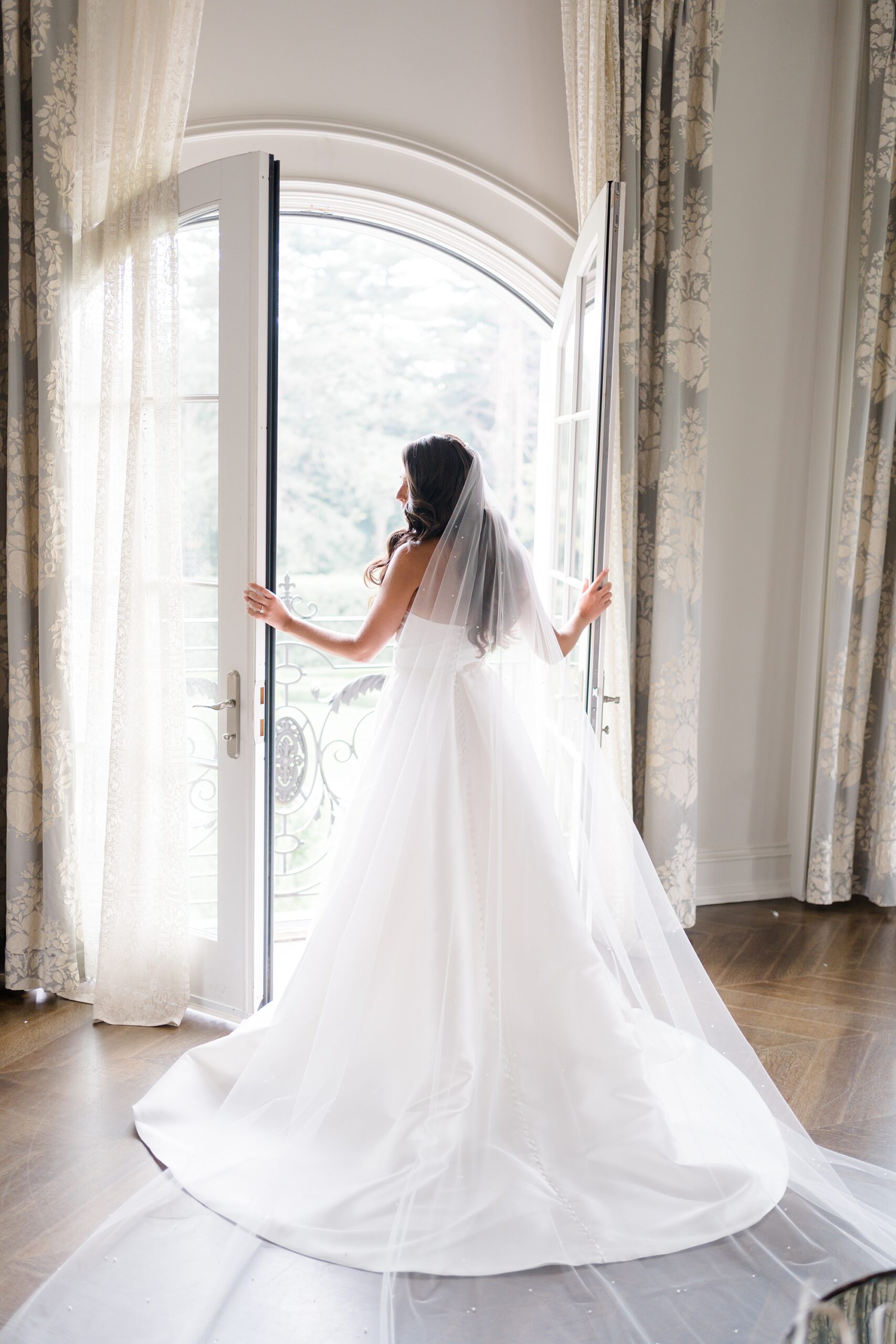 back of bride's wedding gown