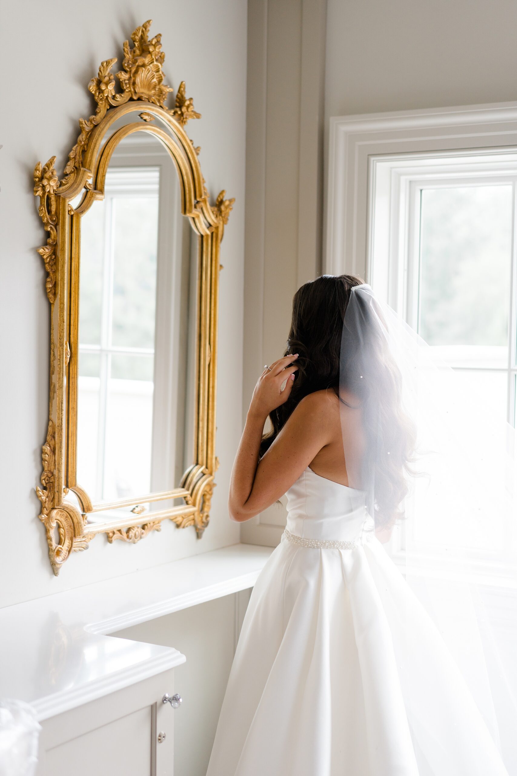 bride getting ready before Elegant New Jersey Wedding at Park Chateau