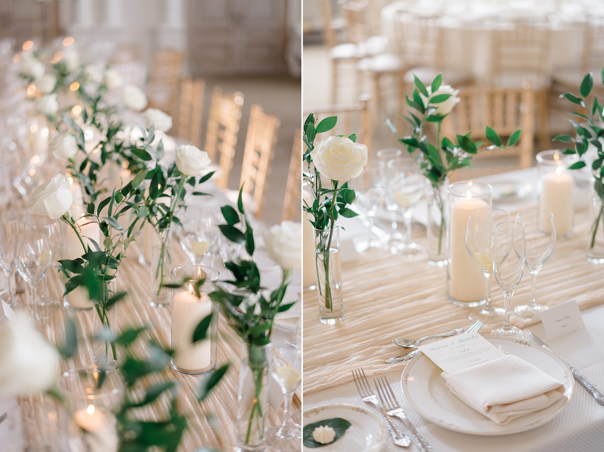 elegant table scapes from Park Chateau wedding