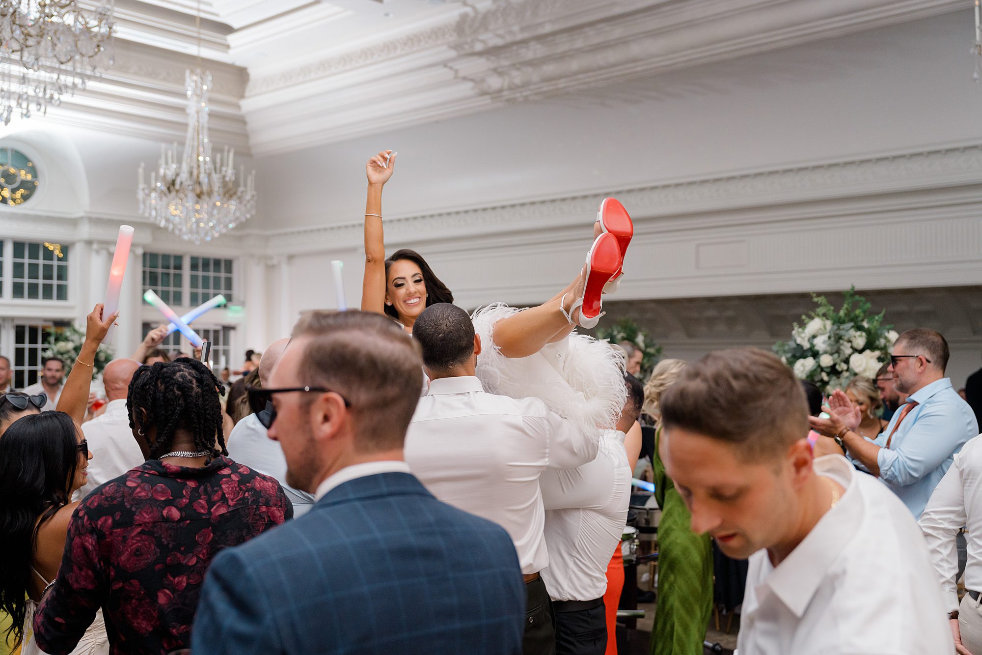 bride lifted in the air 