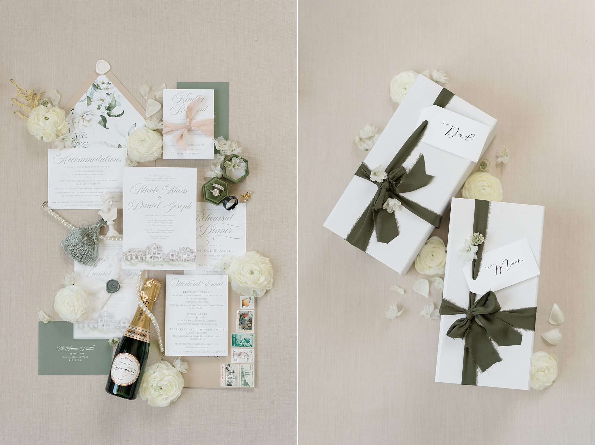 wedding invitations and details from Dreamy Park Chateau Wedding 