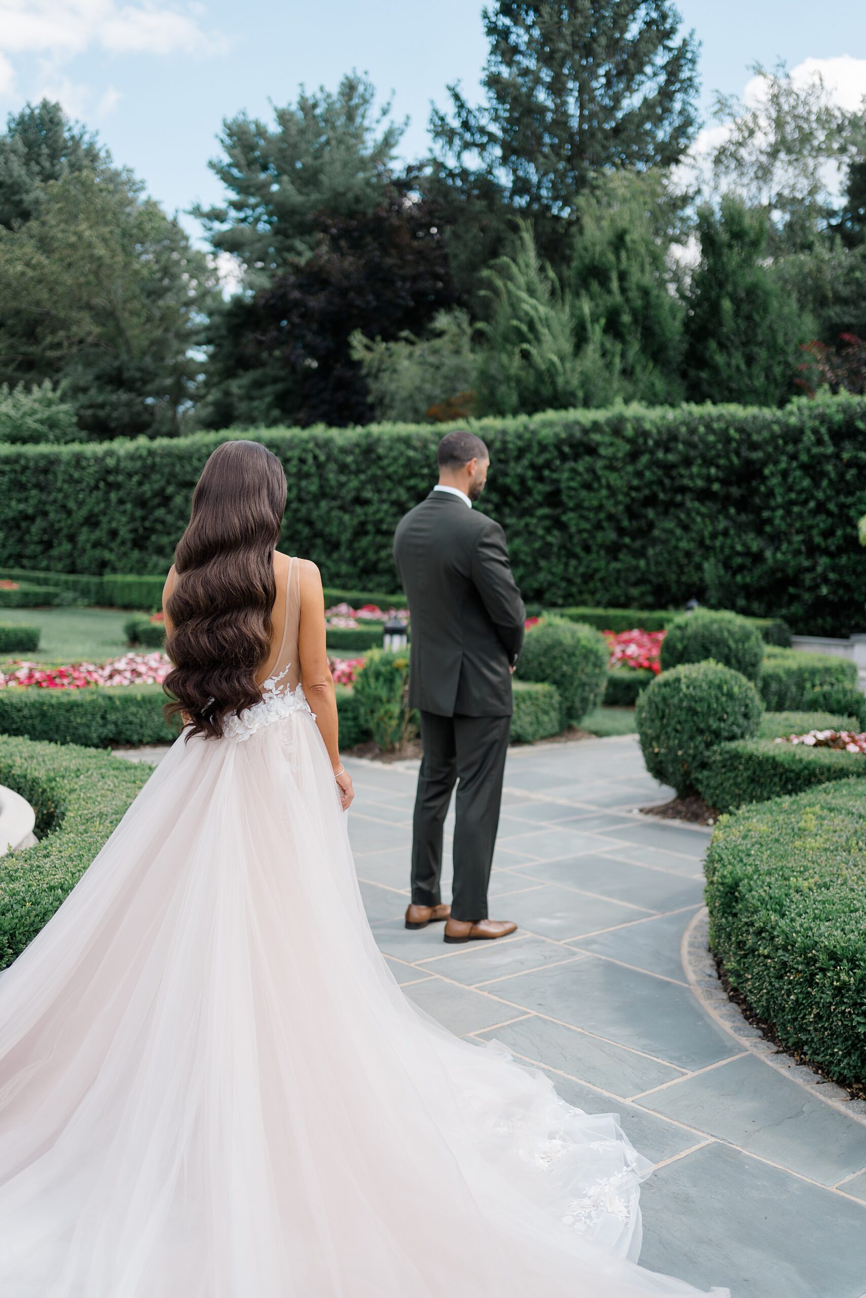 First look from Dreamy Park Chateau Wedding 
