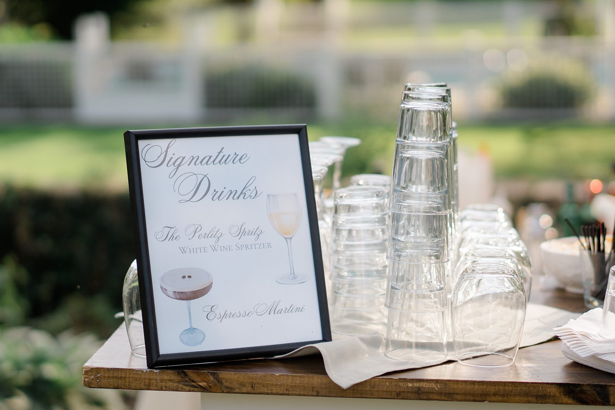 signature drinks during outdoor cocktail hour