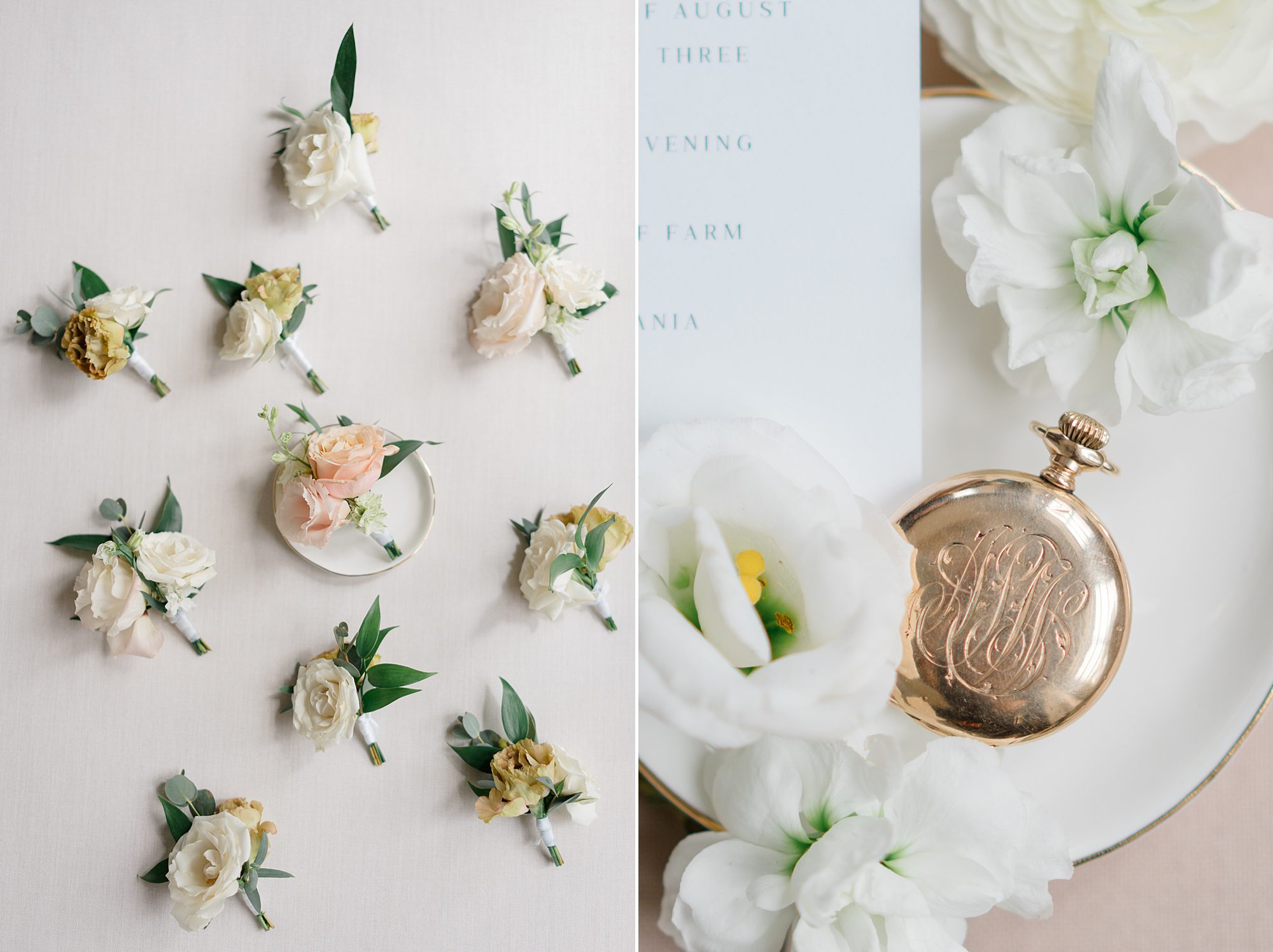 classic and elegant wedding details from Romantic Floral-Centered Wedding in PA 