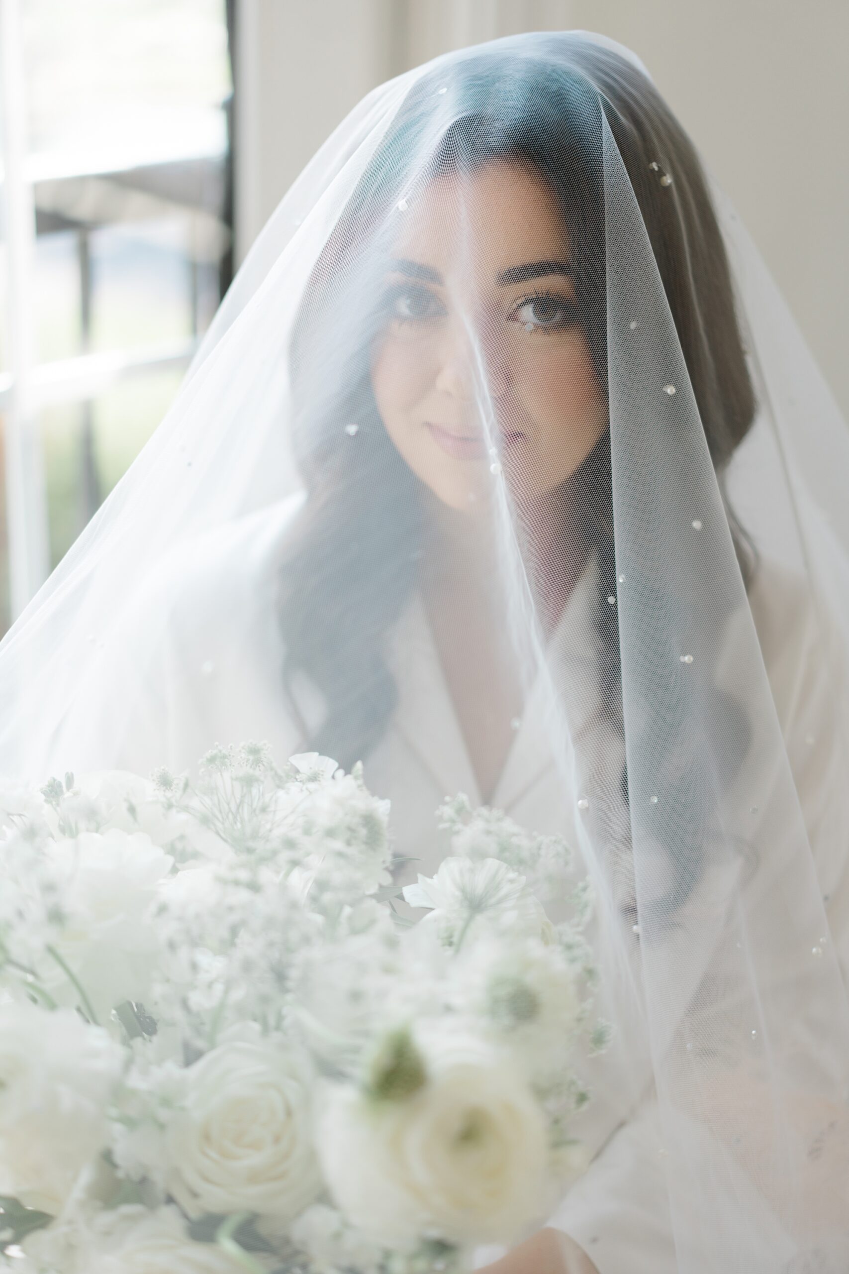 bridal portraits in veil
