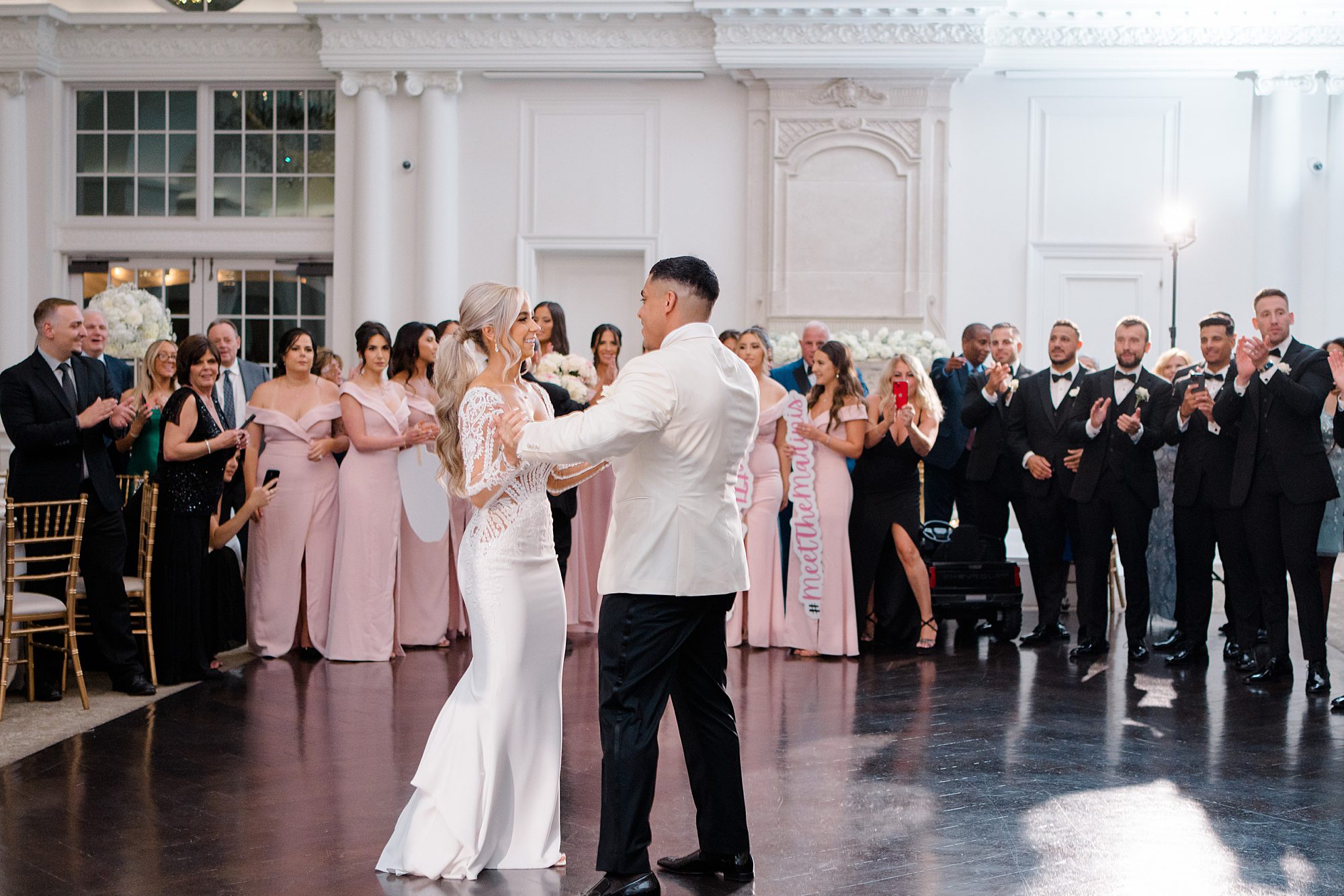 bride and groom share first dance