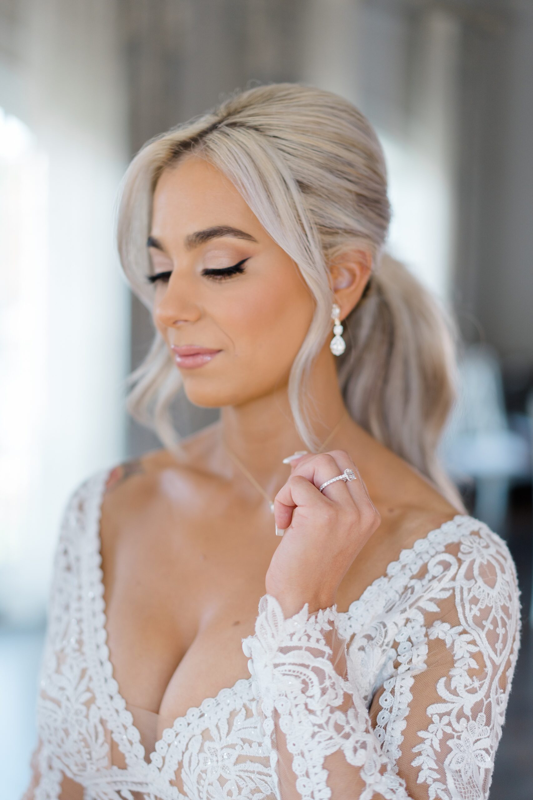 gorgeous bride getting ready