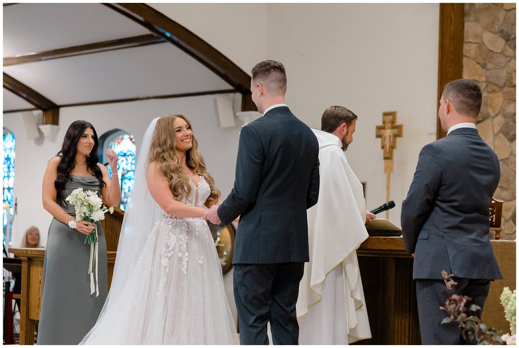 bride and groom exchange vows 