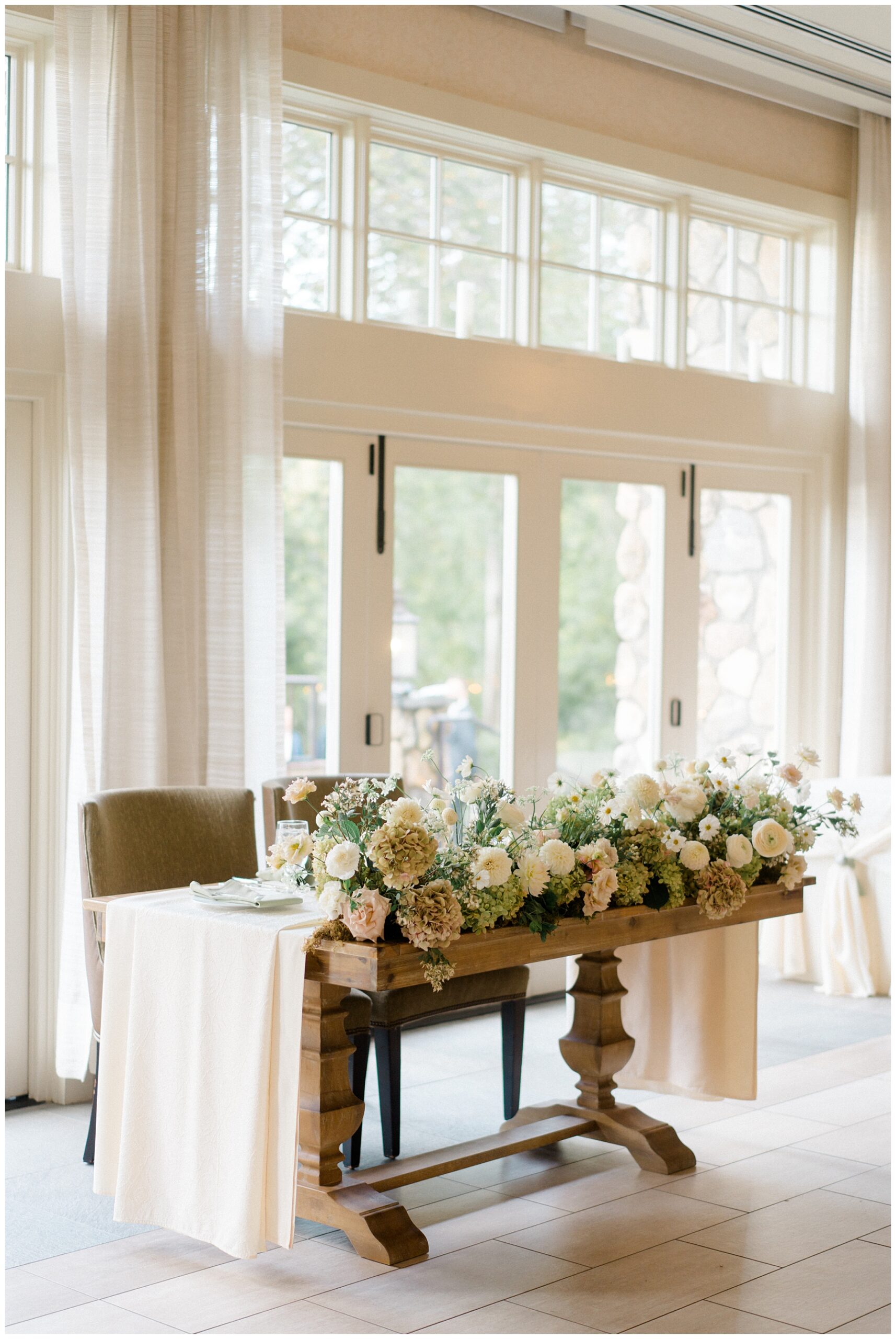 sweetheart table with lush florals