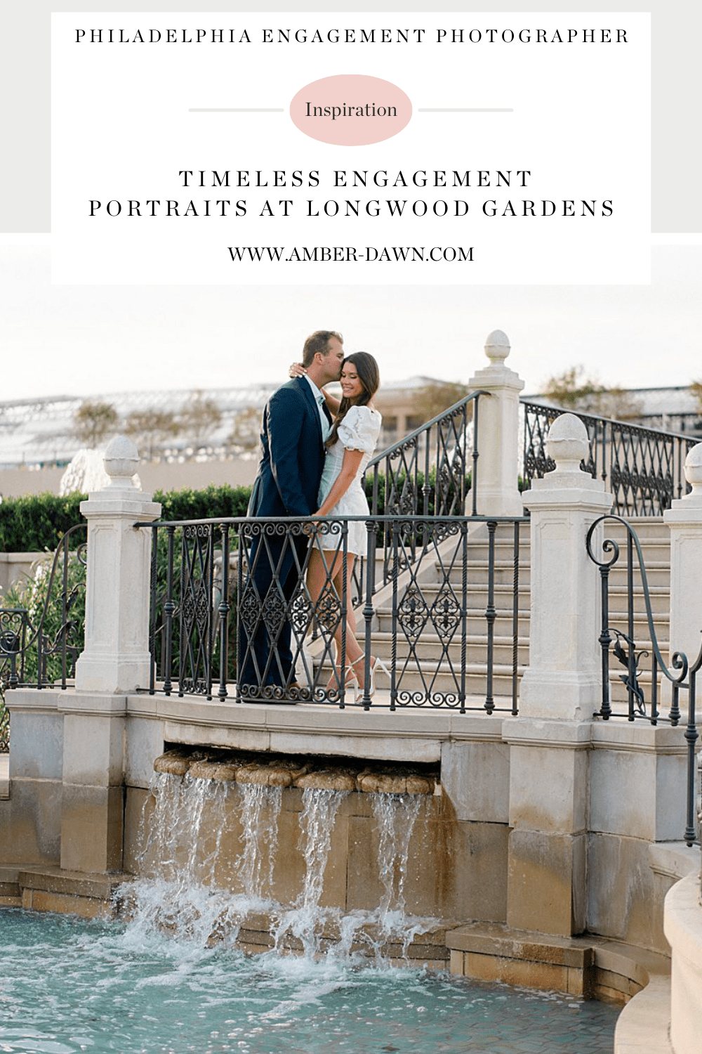 Timeless Engagement portraits at Longwood Gardens by Philadelphia Engagement Photographer, Amber Dawn Photography