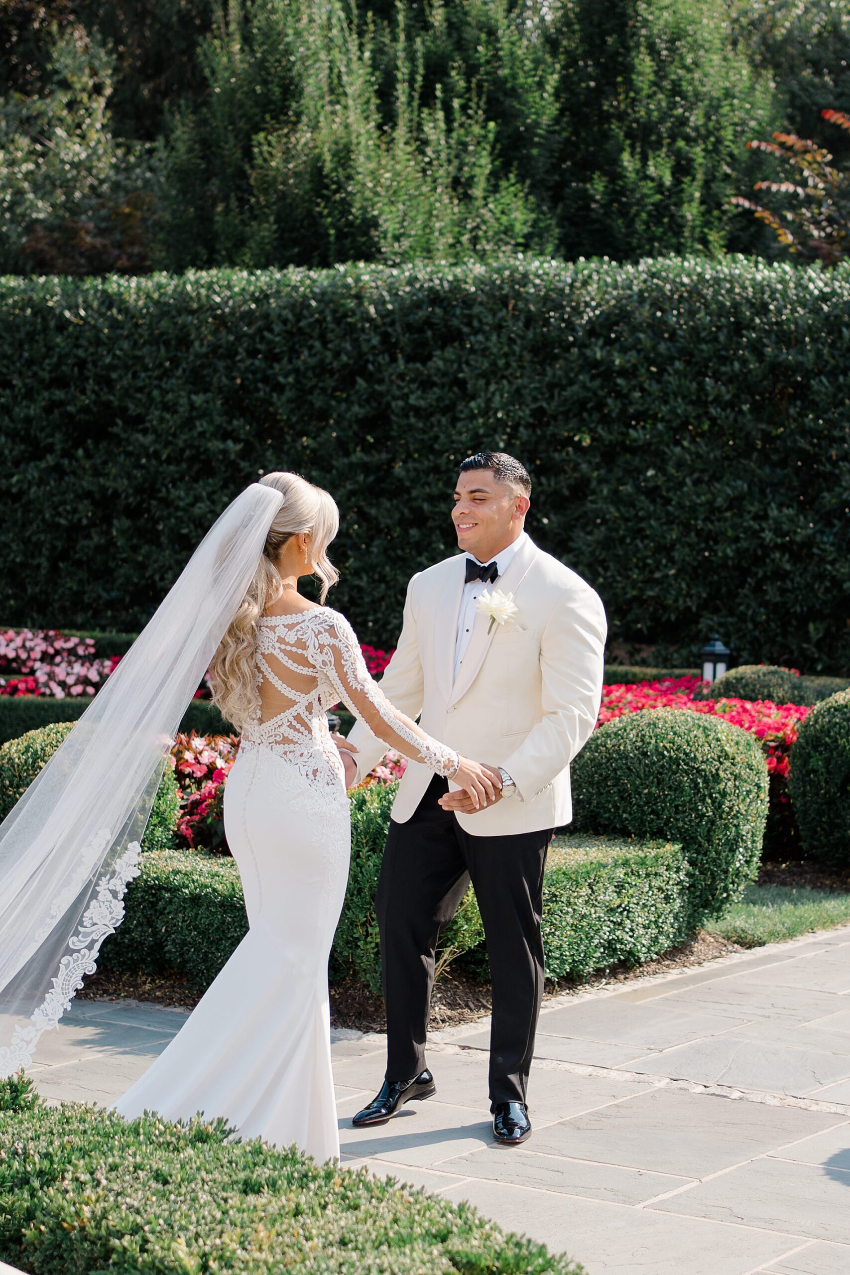 first look portraits from Romantic Park Chateau Wedding