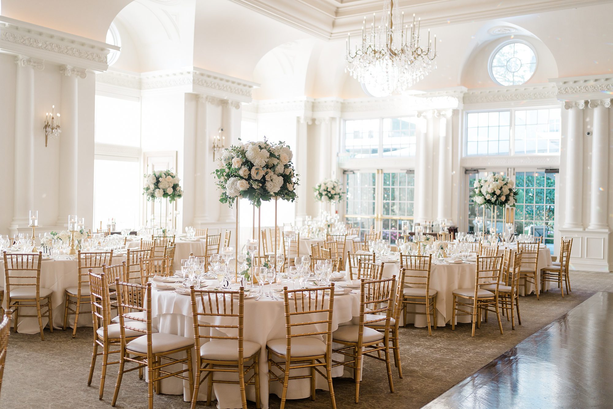 Timeless Park Chateau Wedding reception in elegant ballroom