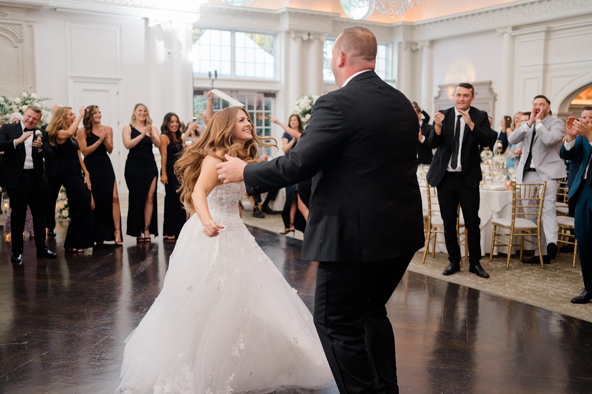 bride and groom on dance floor