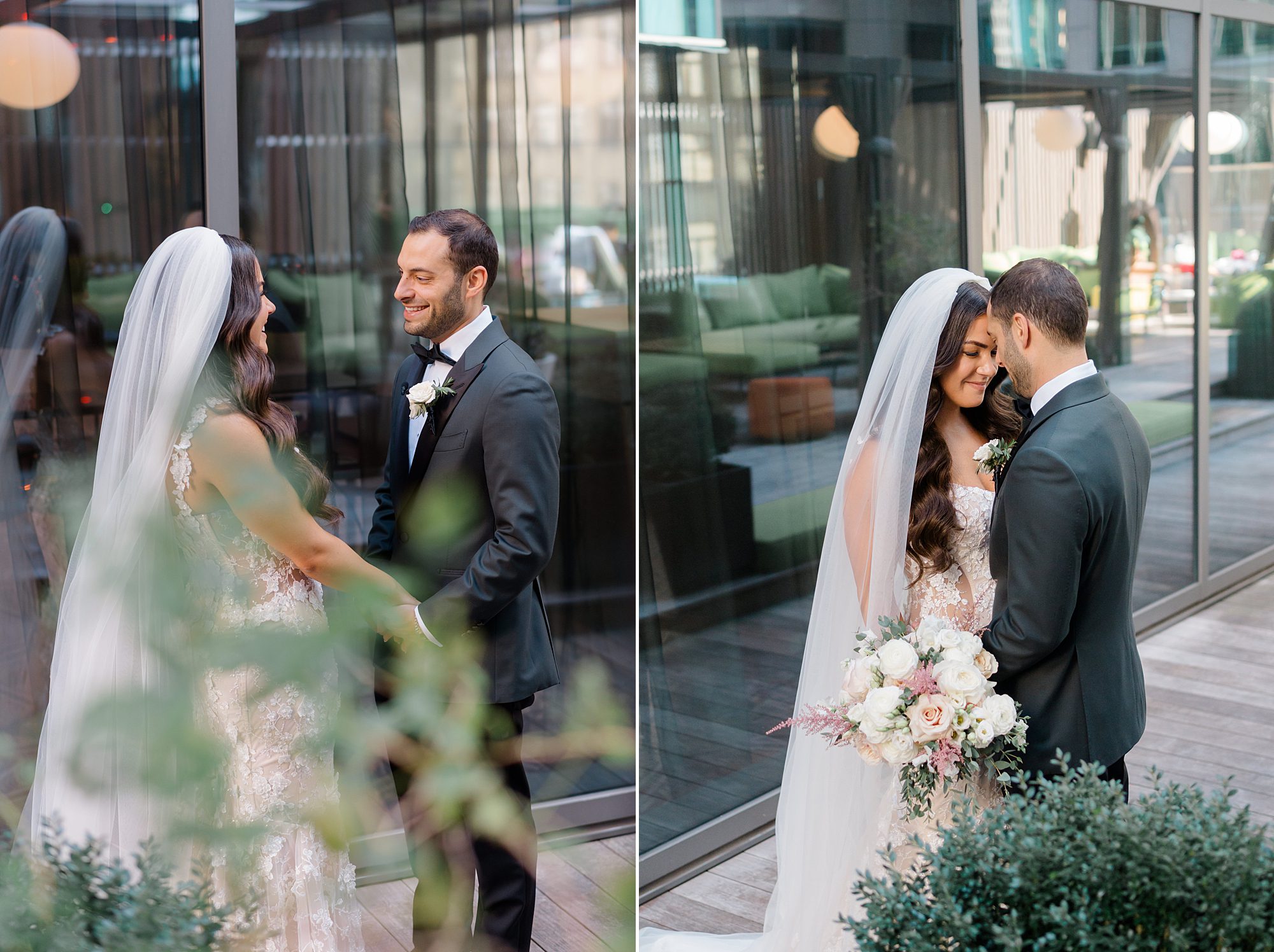 first look wedding portraits at the W Hotel in Philadelphia 