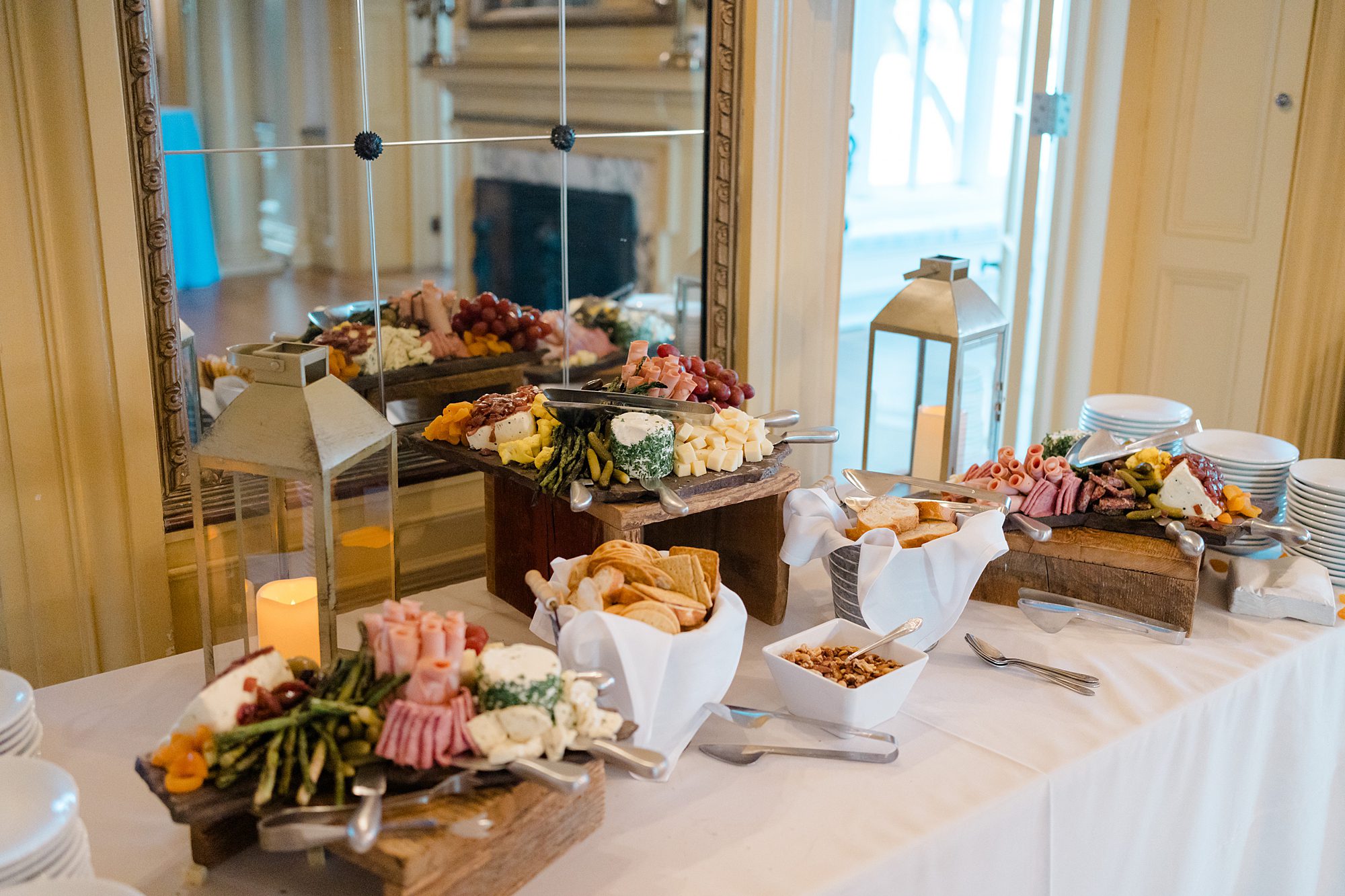 food spread at wedding reception