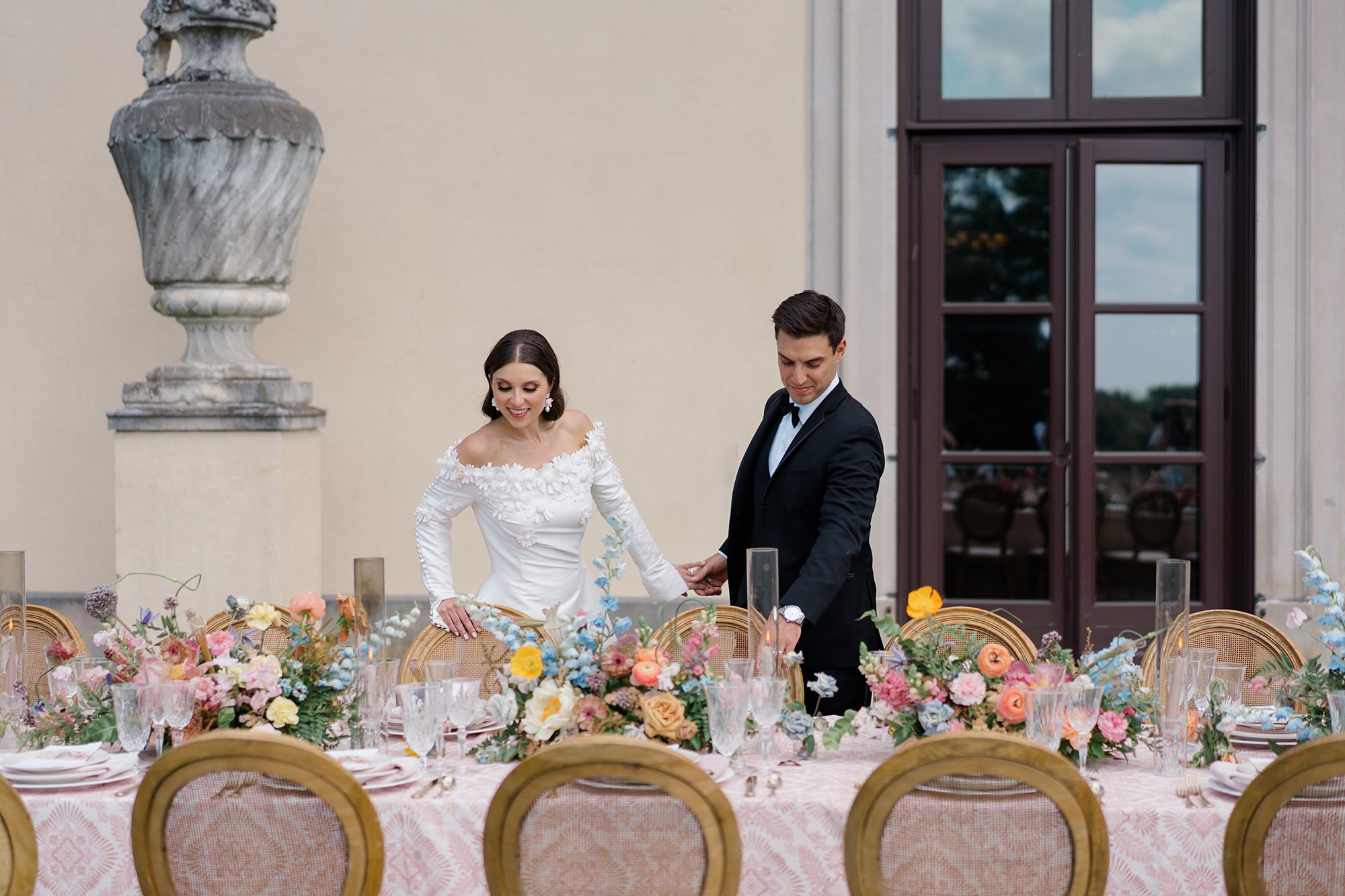 bride and groom at New York Wedding at Oheka Castle