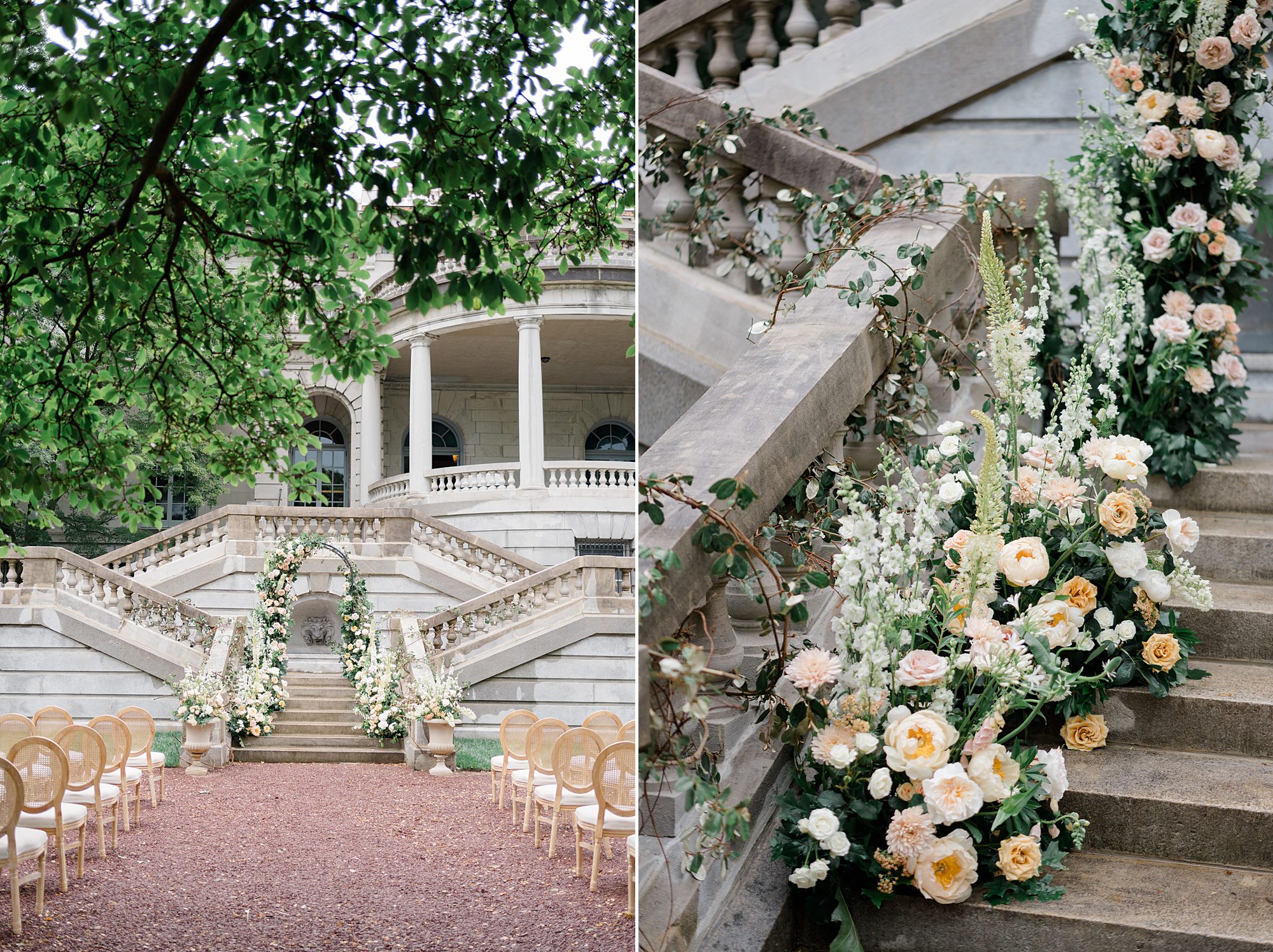 floral details from romantic outdoor wedding ceremony