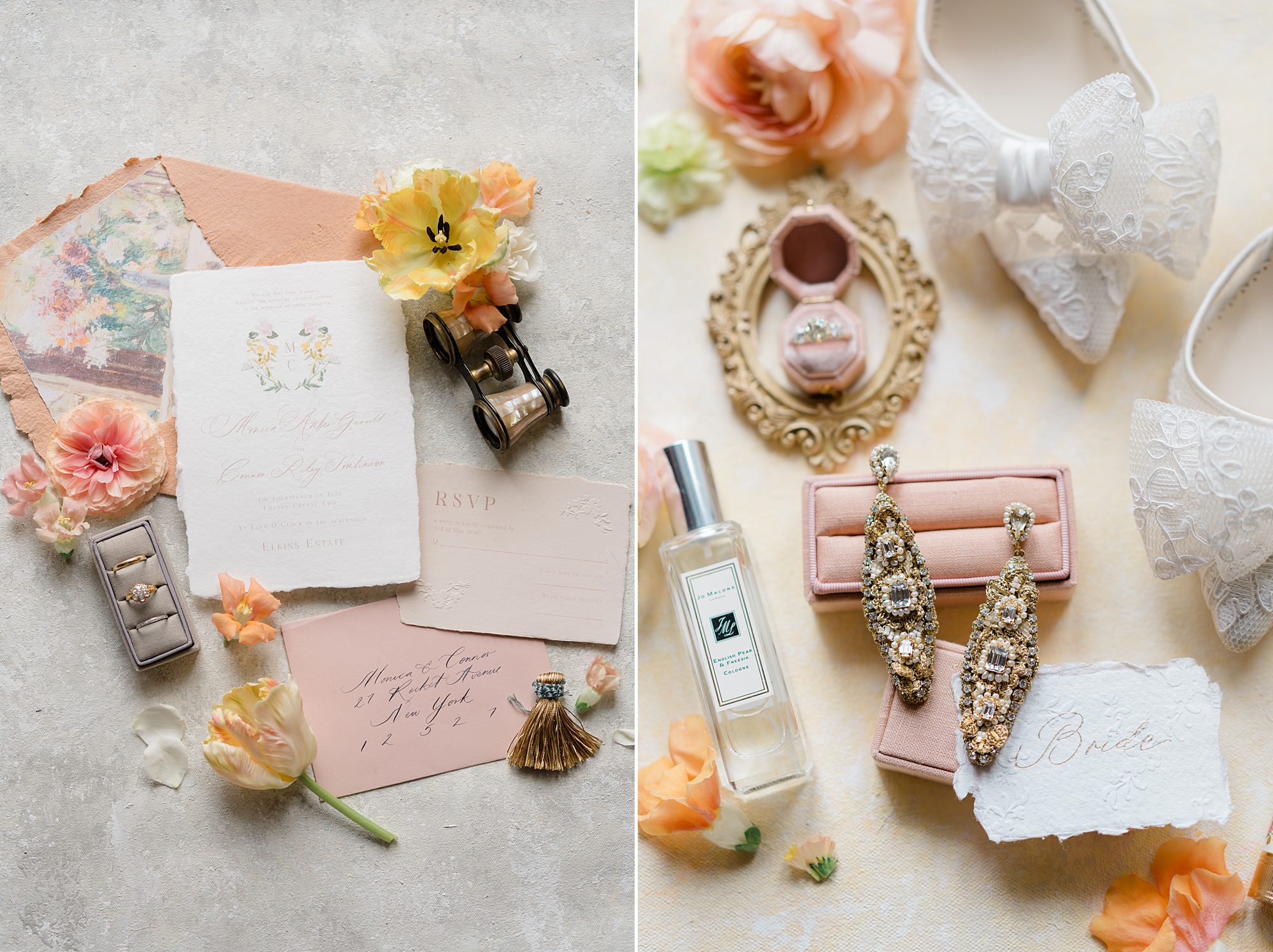 wedding invitations and bridal details from Elstowe Manor Bridal Shoot at Elkins Estate