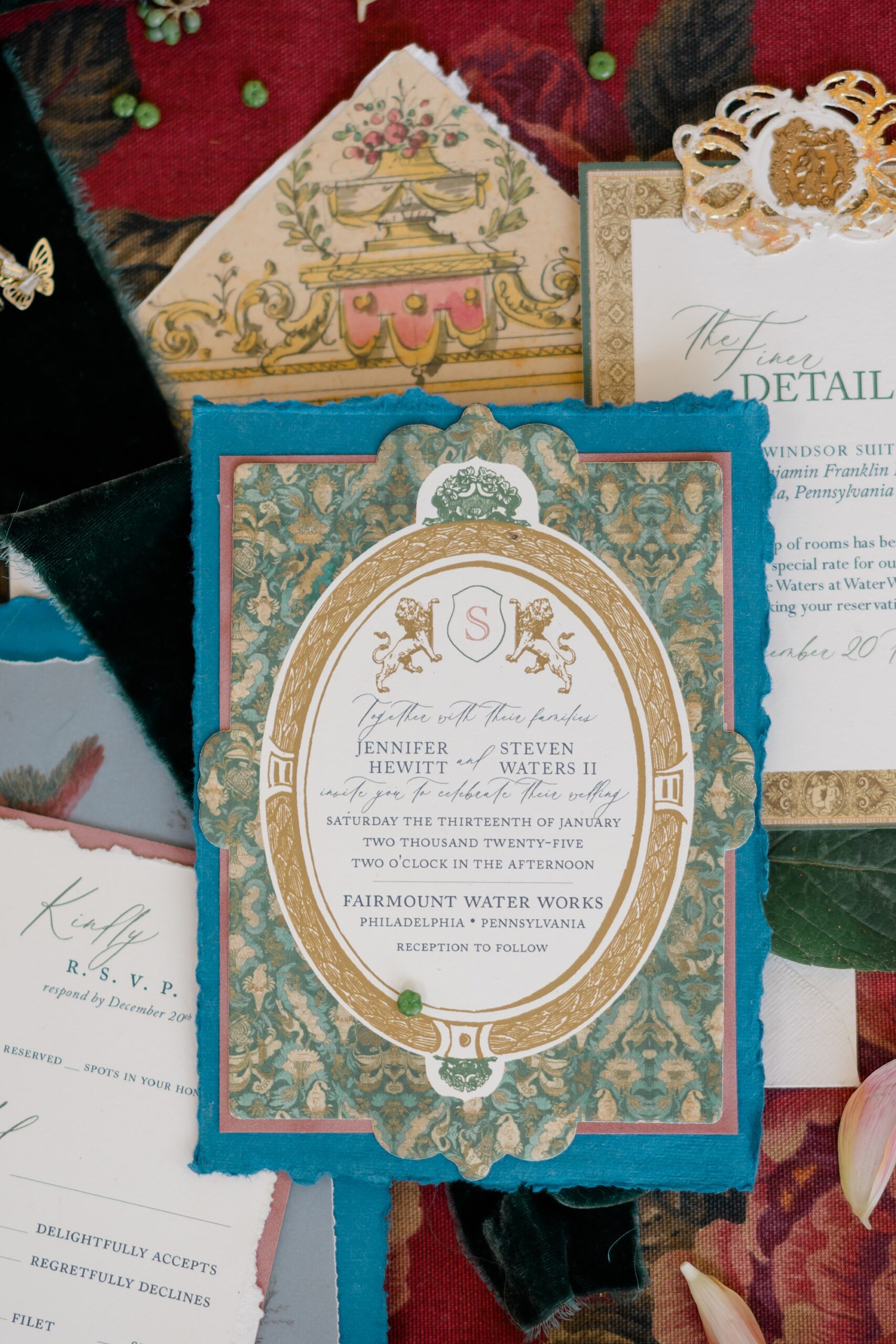 sophisticated wedding invitation and stationary 