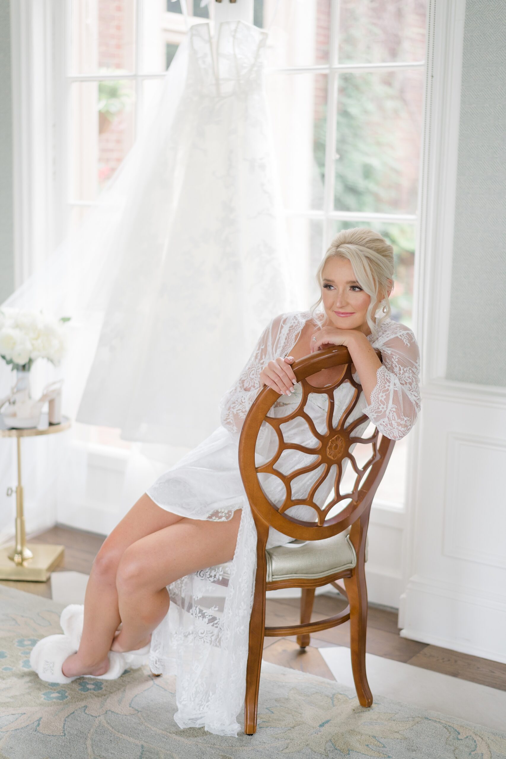 bride sitting in chair
