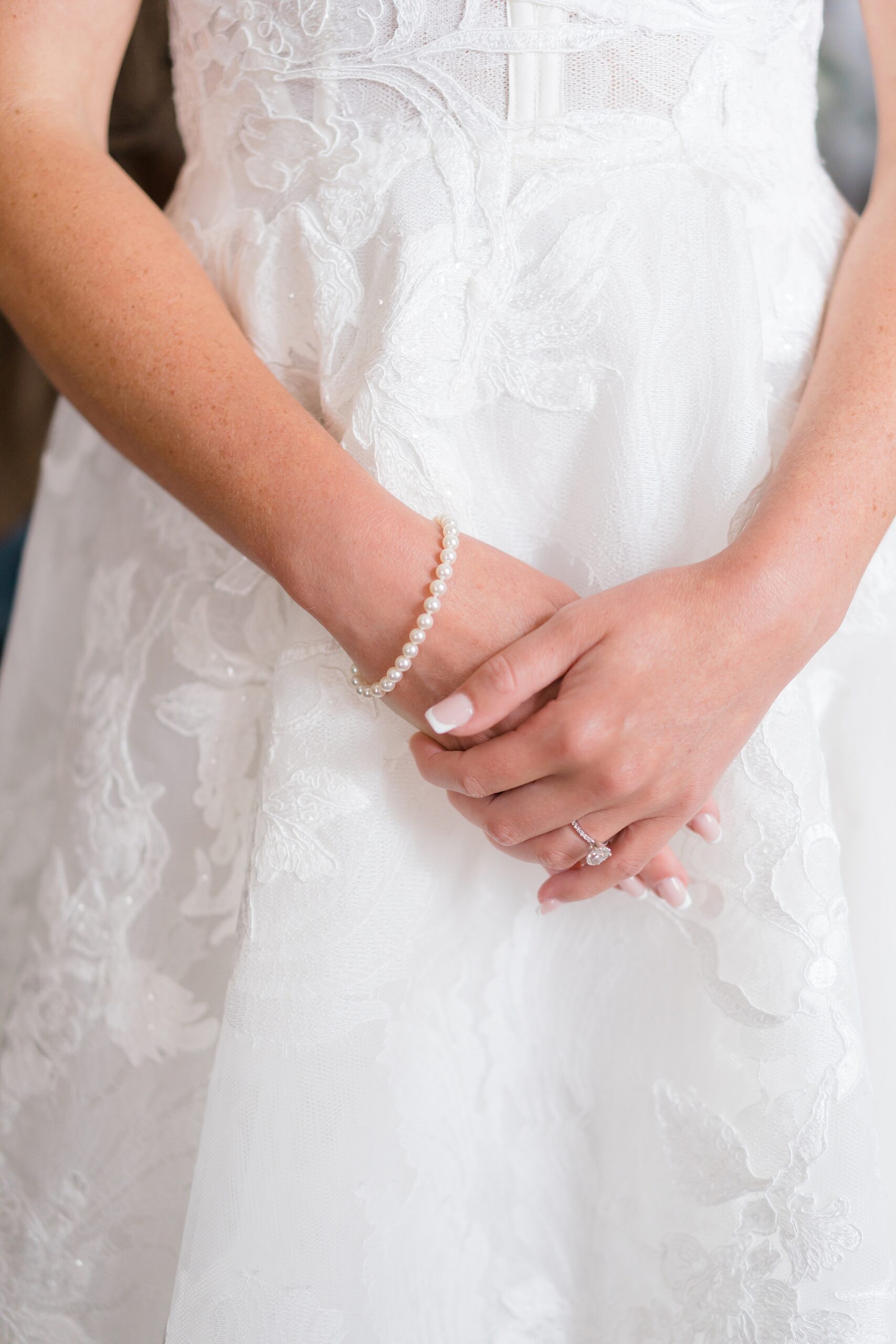 bride's wedding dress details