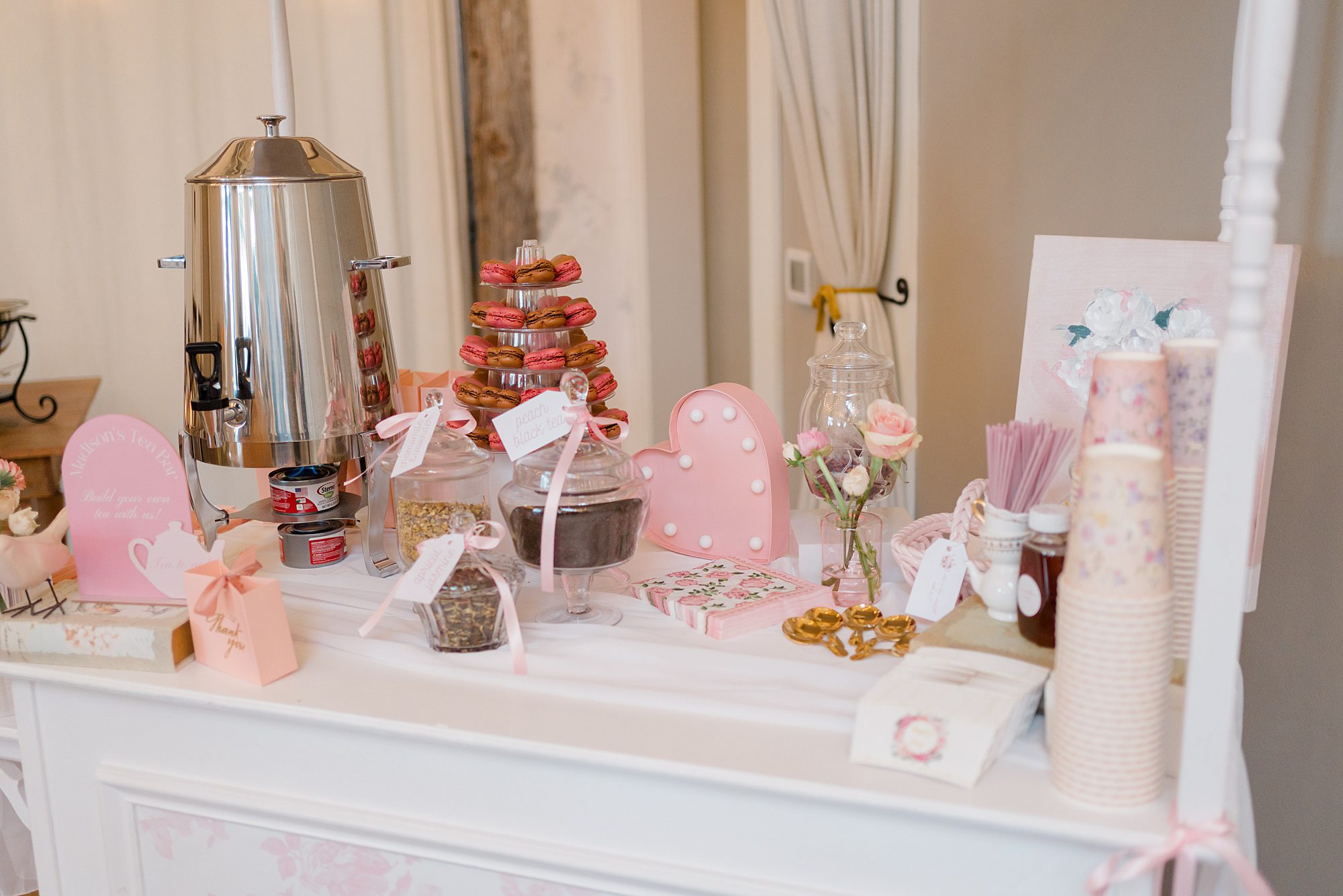tea station and decor from Tea Party Bridal Shower  