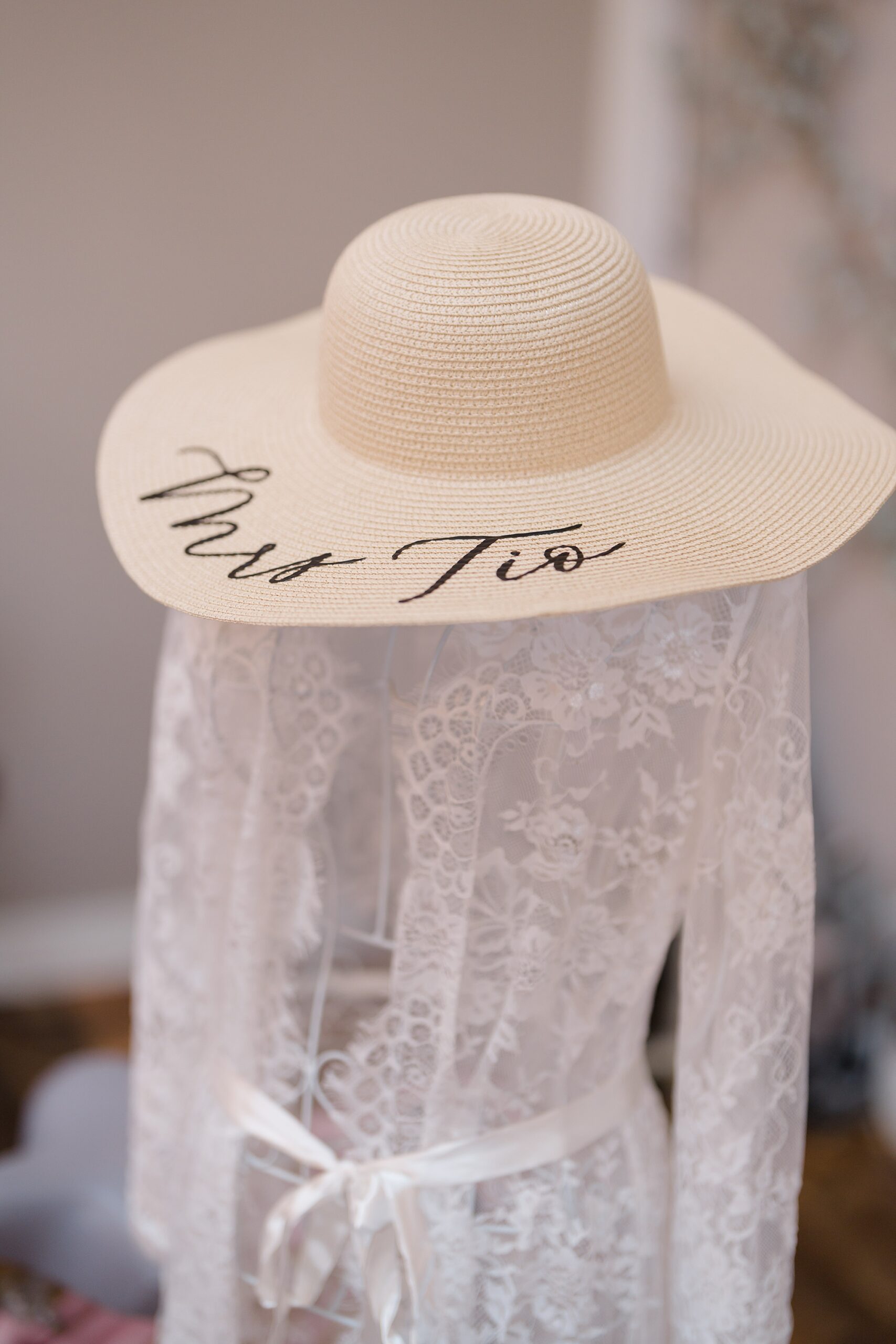 tea party hat and bride robe