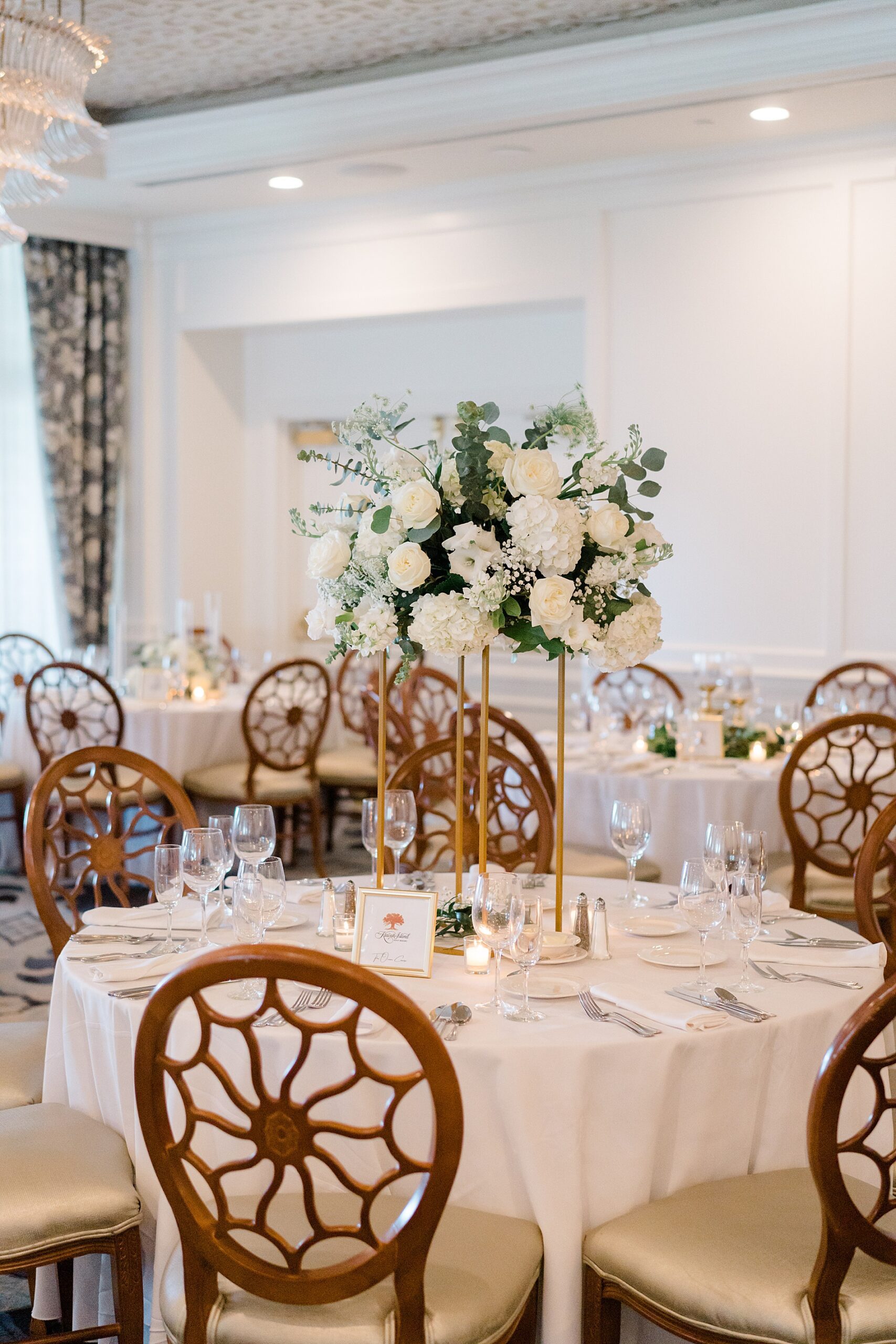 timeless wedding reception details at Overbrook Golf Club  