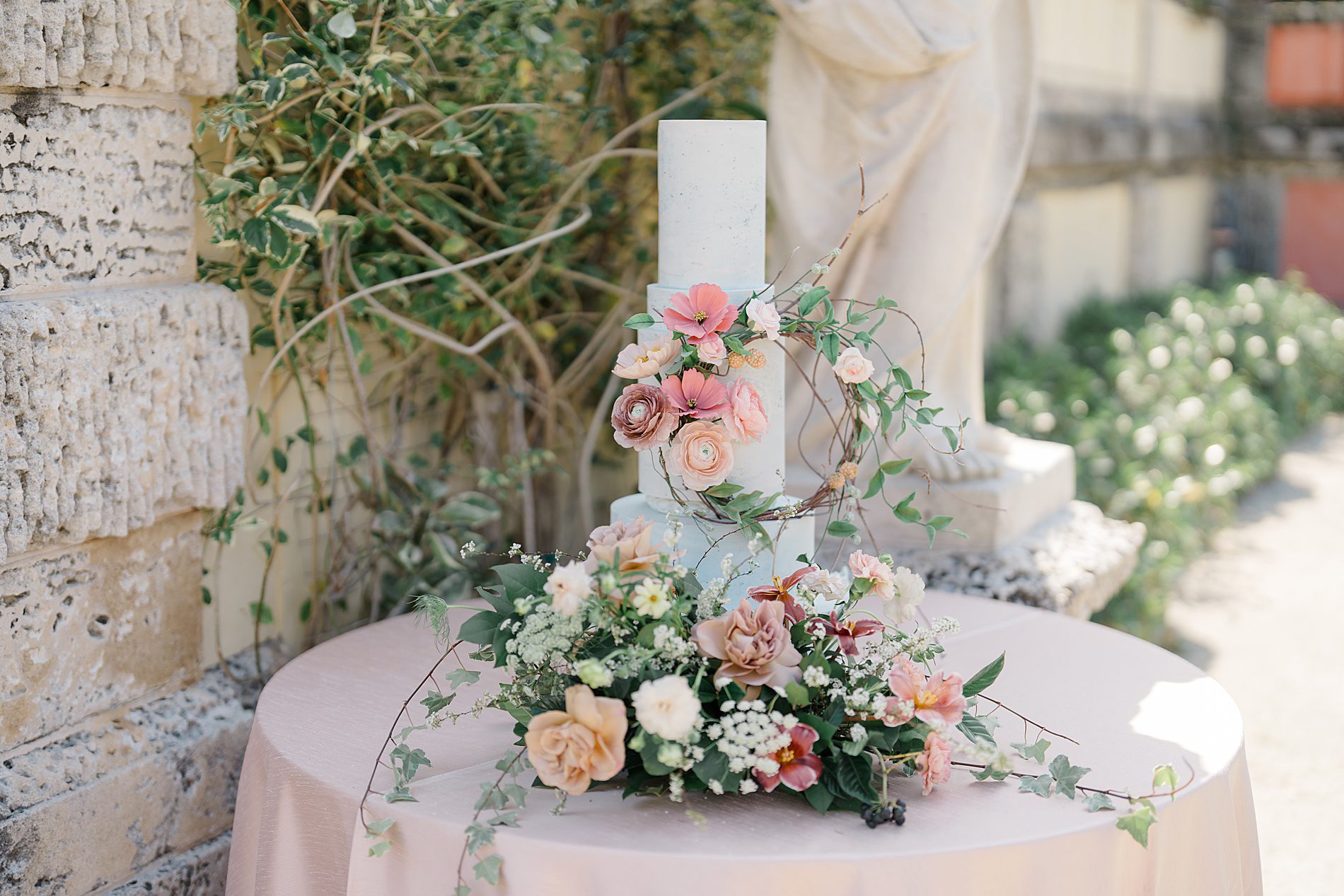 wedding cake decorated with flowers