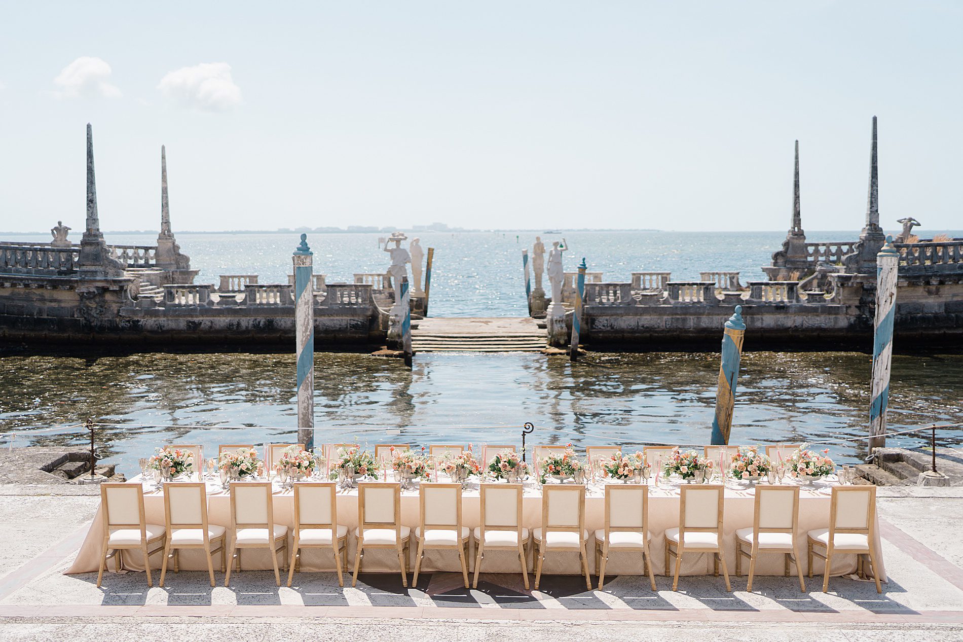 Vizcaya Museum and Gardens waterfront wedding reception