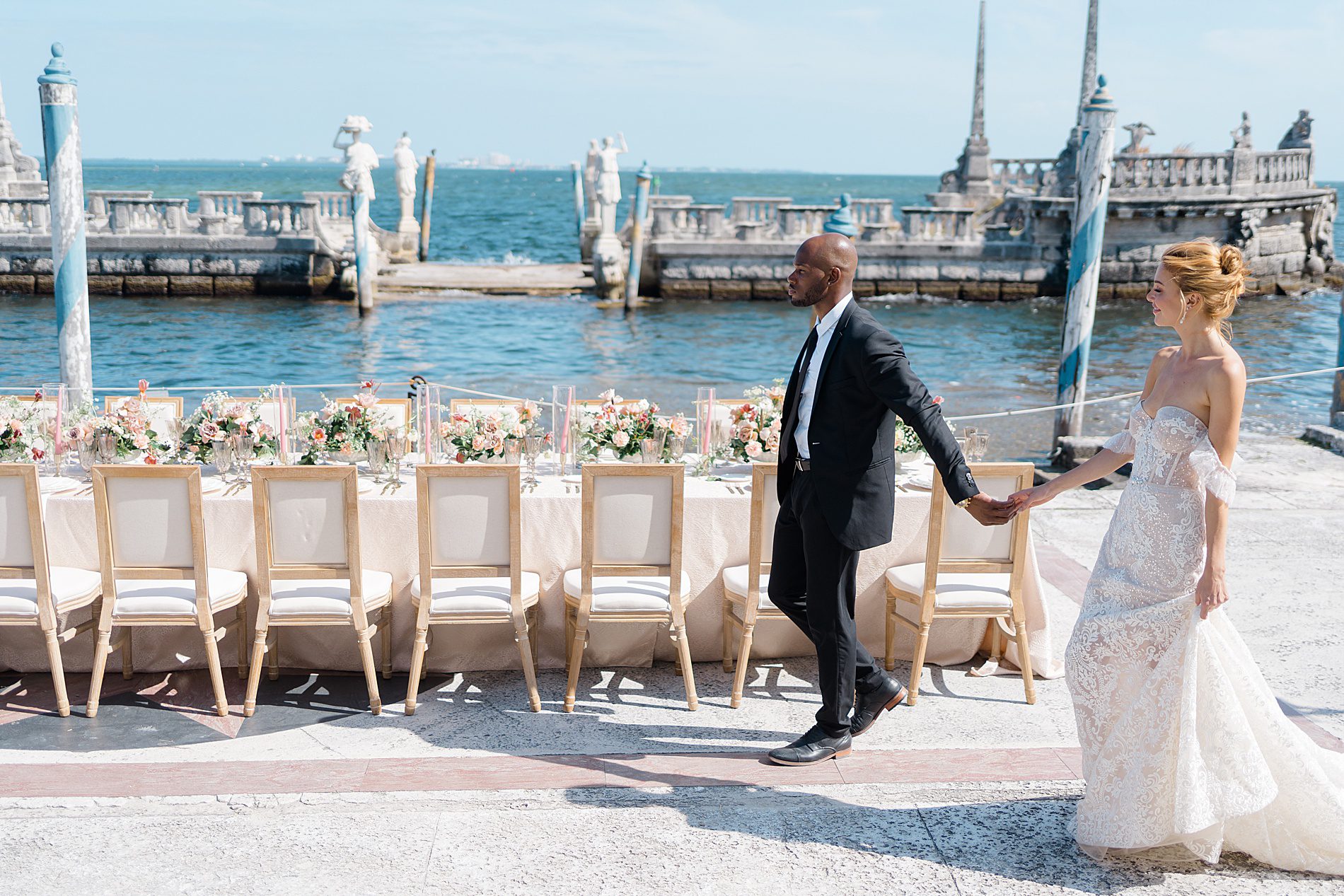 scenic waterfront wedding reception