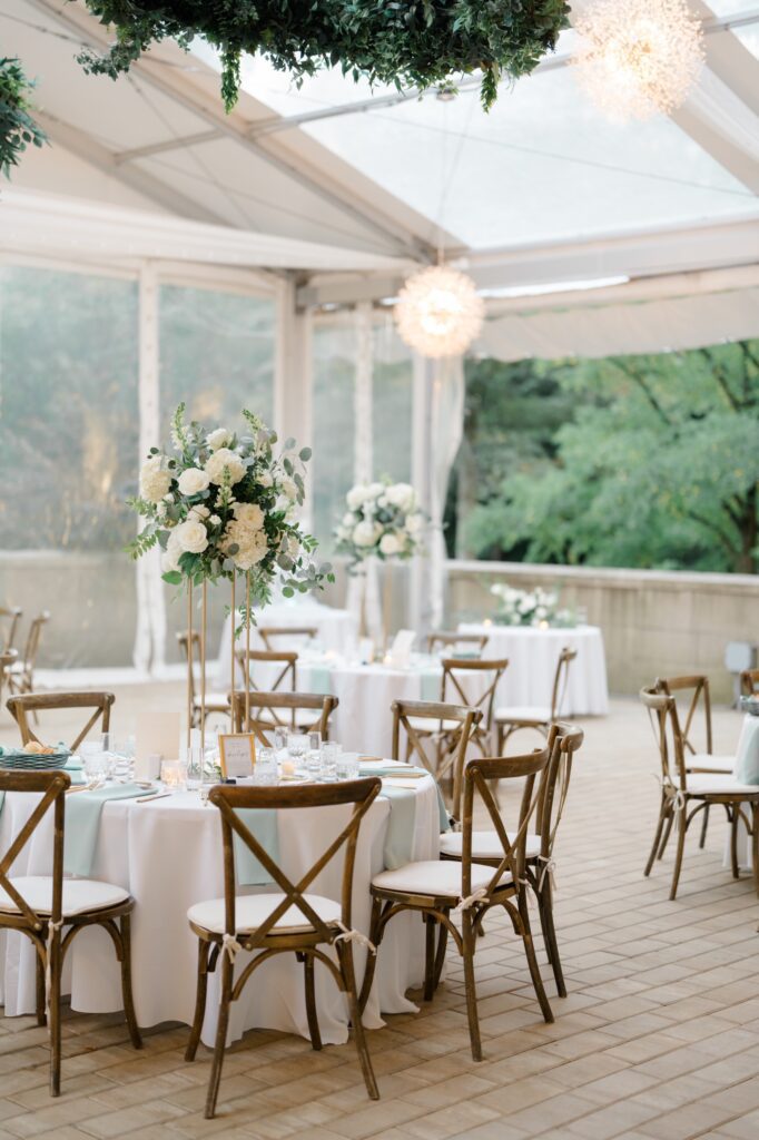 White and Gold Reception Details at Curtis Arboretum
